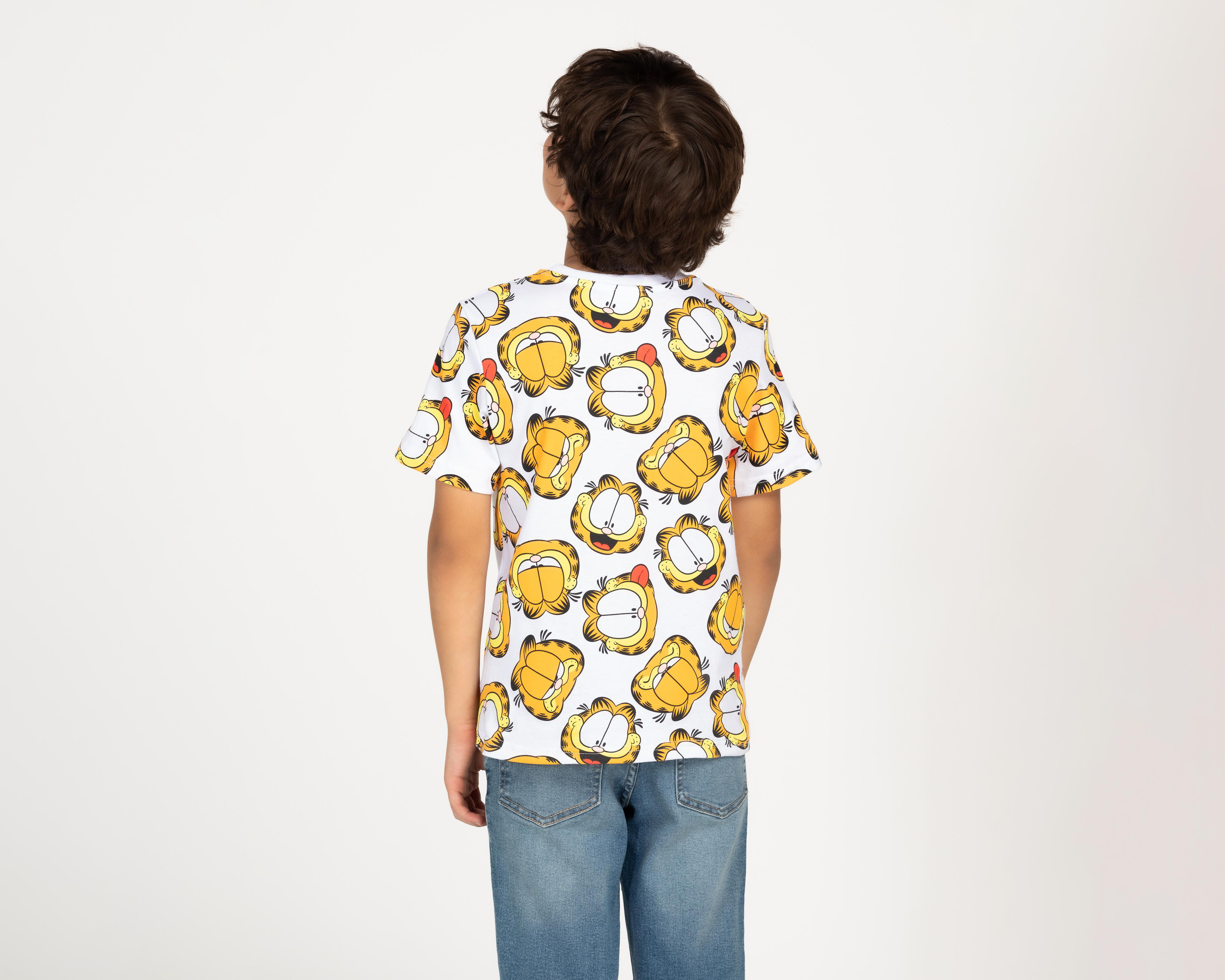 Foto 3 pulgar | Playera Garfield Manga Corta Estampada para Niño