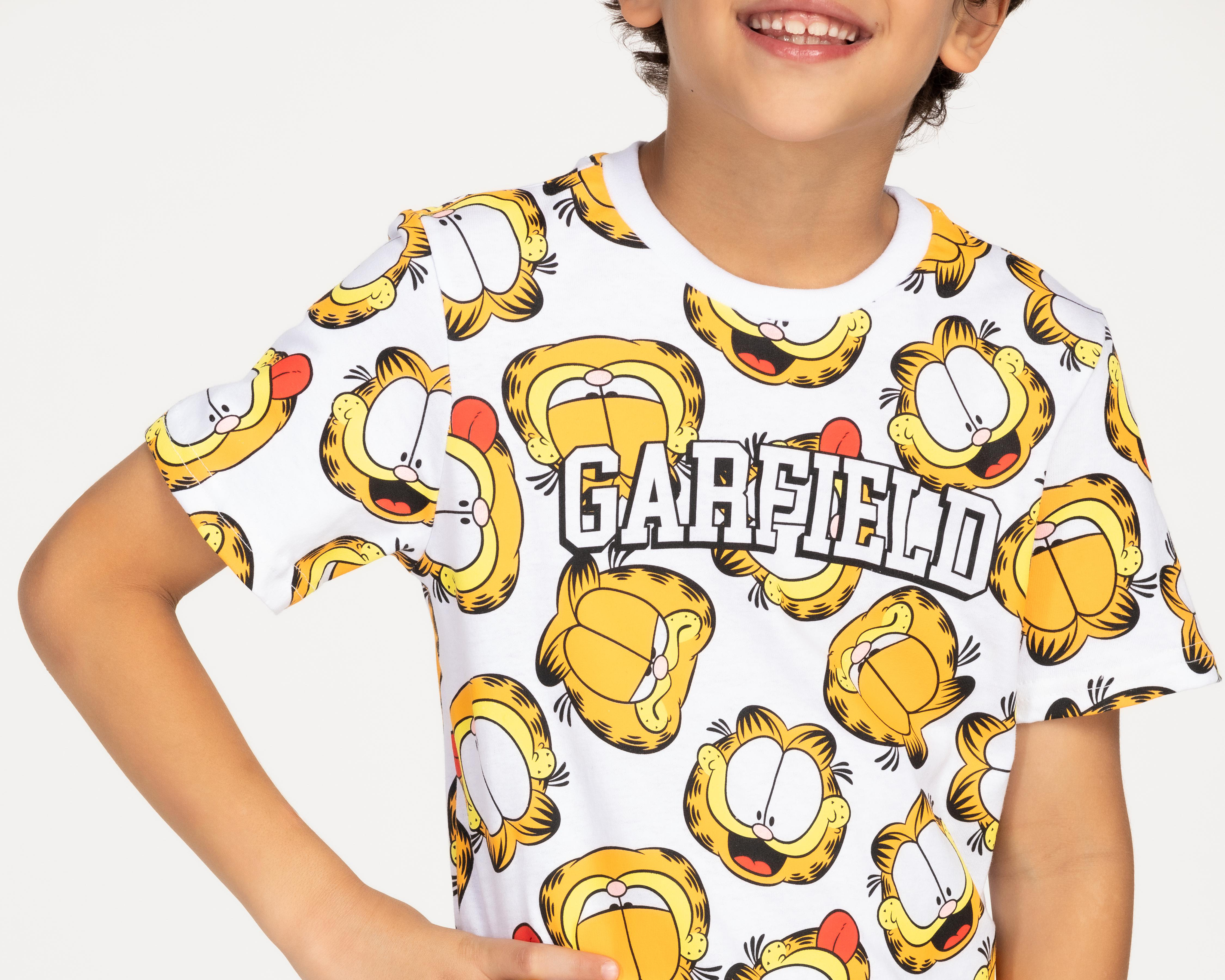 Foto 4 pulgar | Playera Garfield Manga Corta Estampada para Niño
