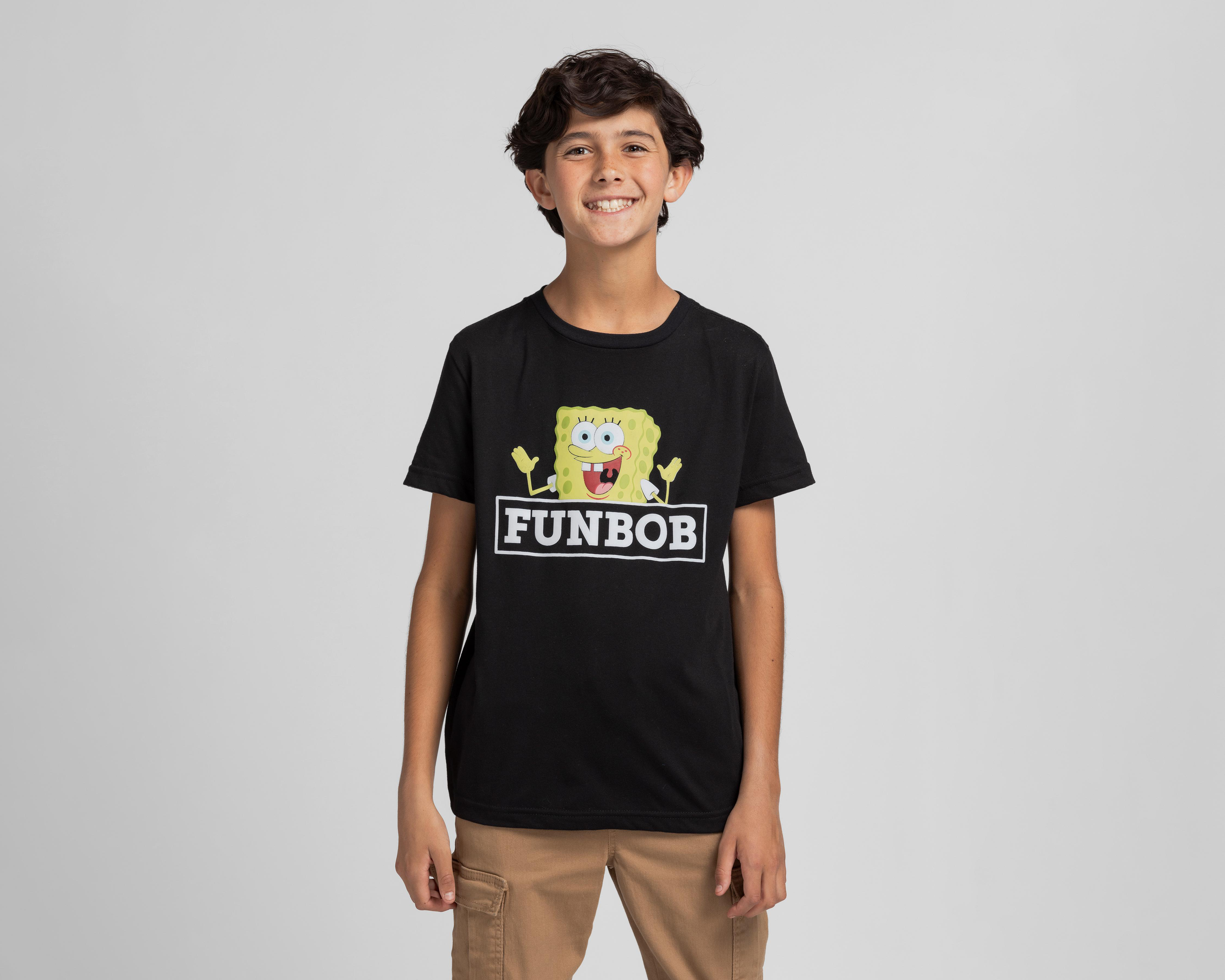 Playera Bob Esponja Manga Corta Estampada para Niño
