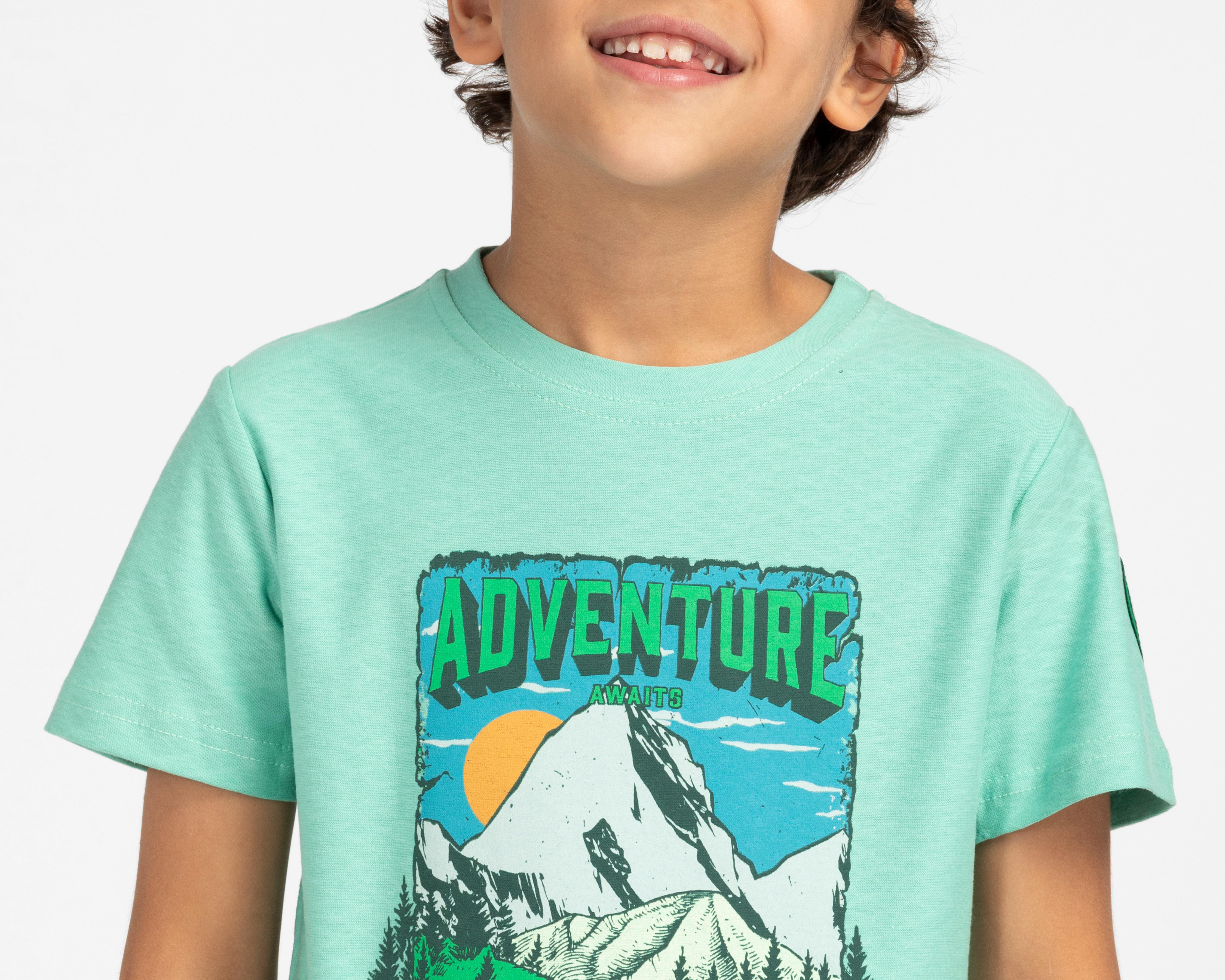 Foto 5 pulgar | Playera de Cuello Redondo Verde Refill para Niño