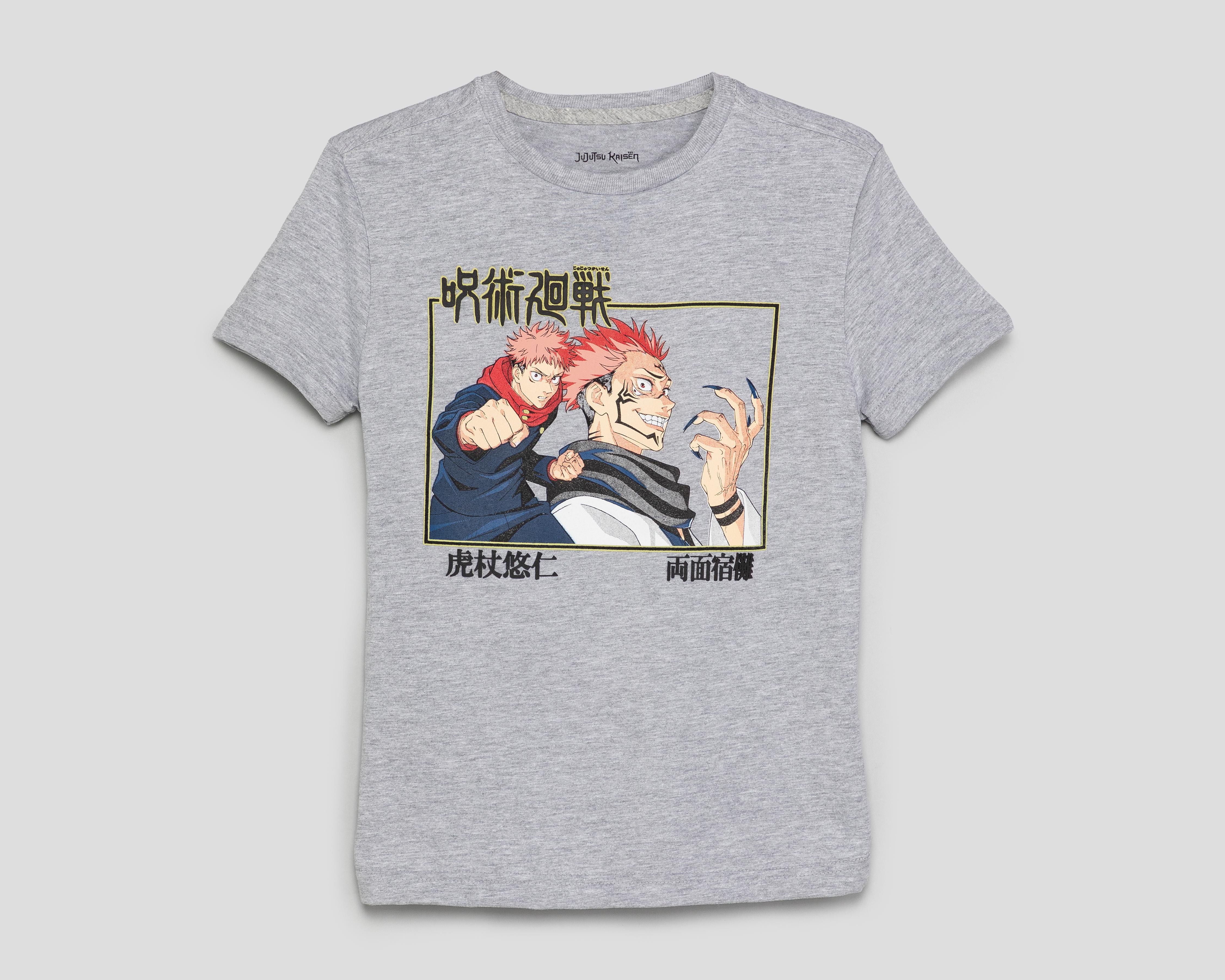Playera de Cuello Redondo Gris Jujutsu Kaisen para Niño