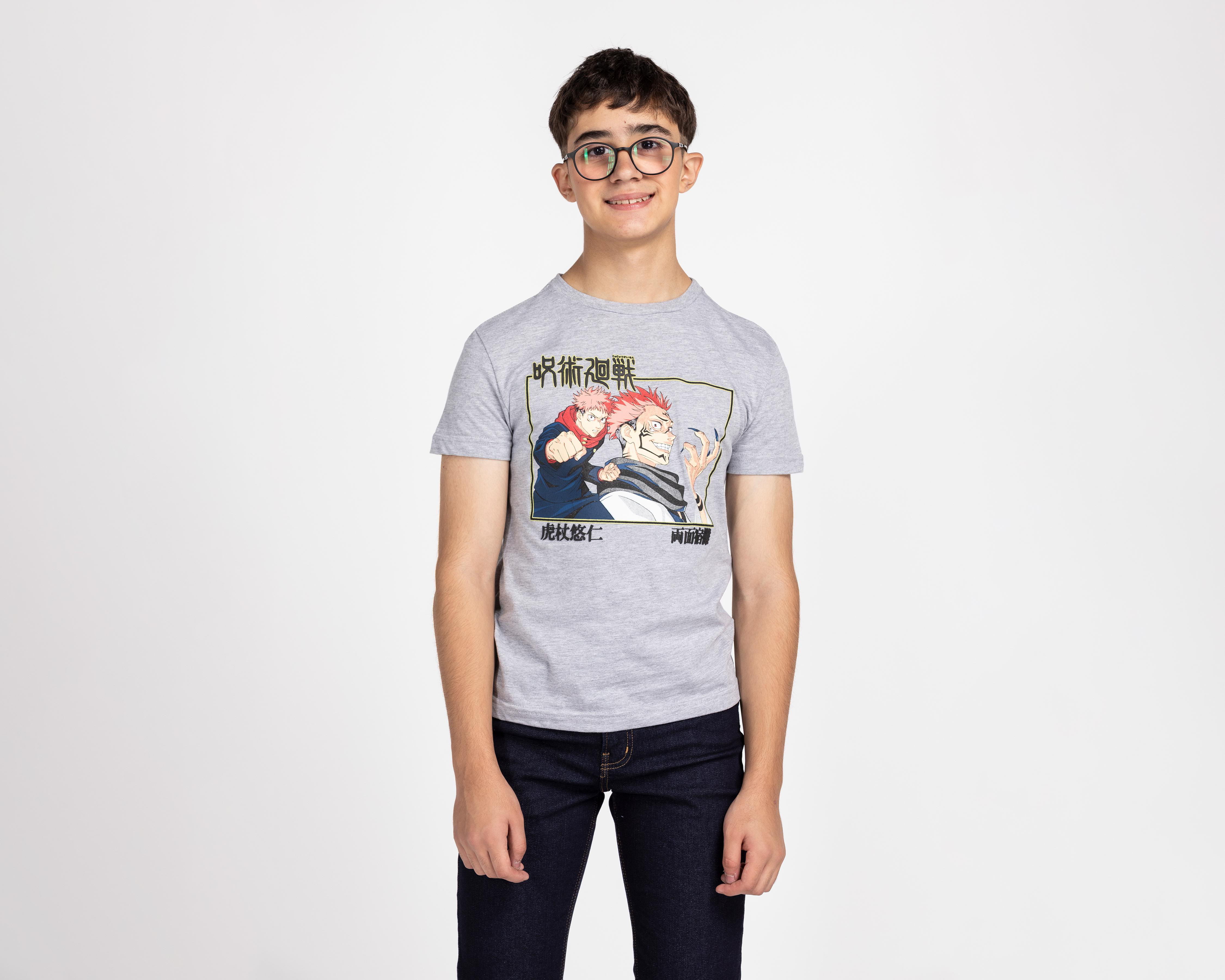 Playera de Cuello Redondo Gris Jujutsu Kaisen para Niño $144