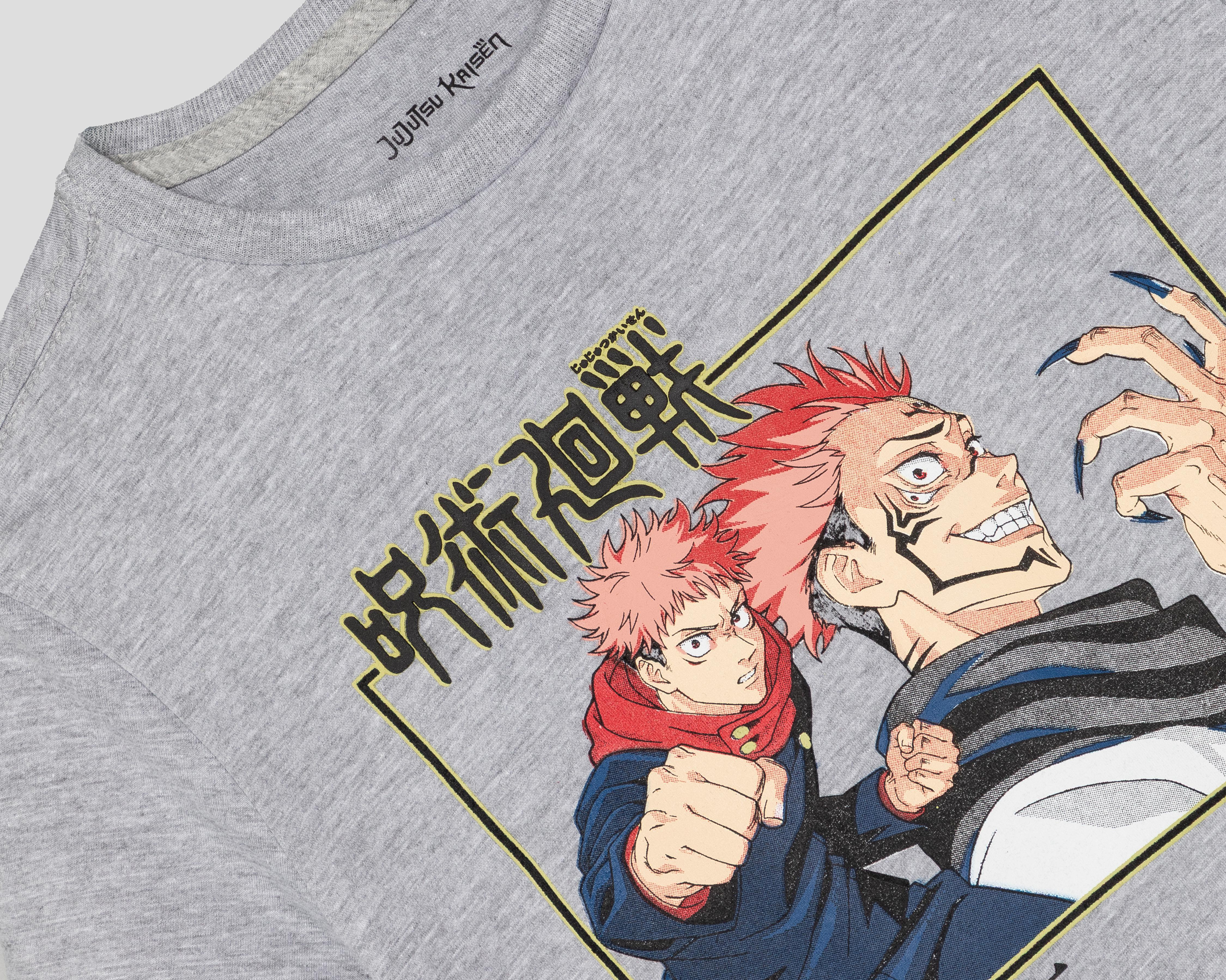 Foto 4 pulgar | Playera de Cuello Redondo Gris Jujutsu Kaisen para Niño