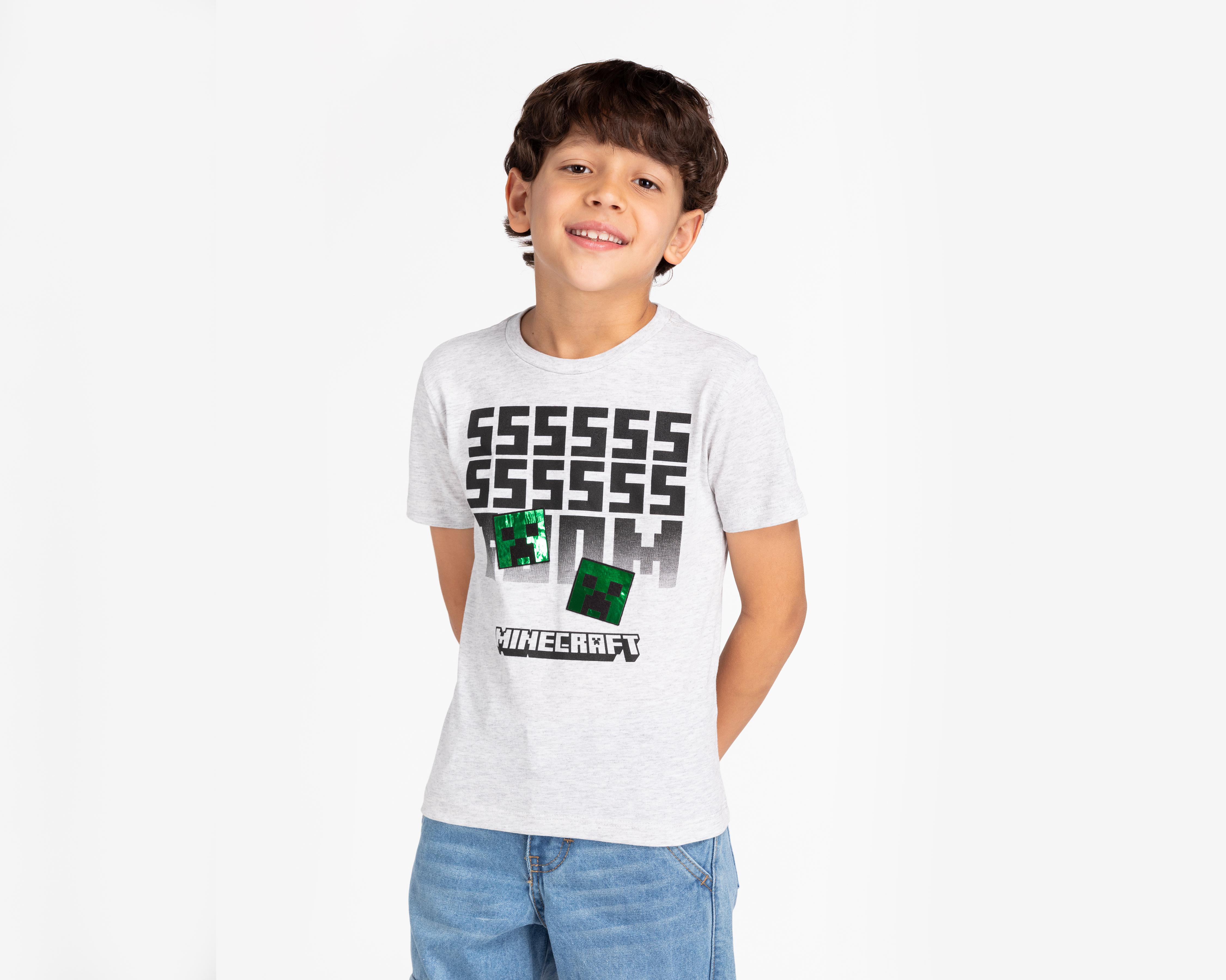 Foto 4 pulgar | Playera Minecraft Manga Corta para Niño