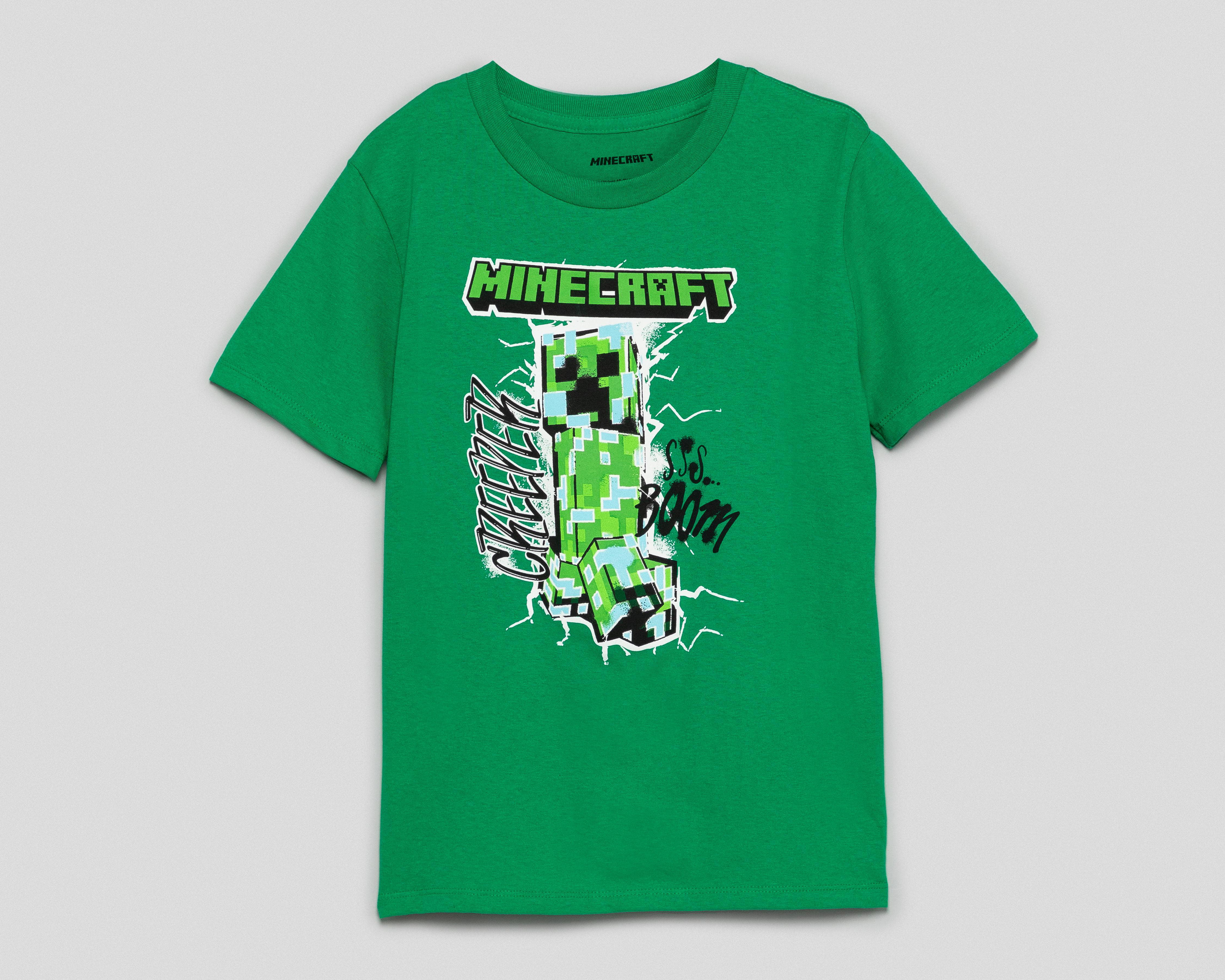 Foto 2 pulgar | Playera Minecraft Manga Corta Estampado para Niño