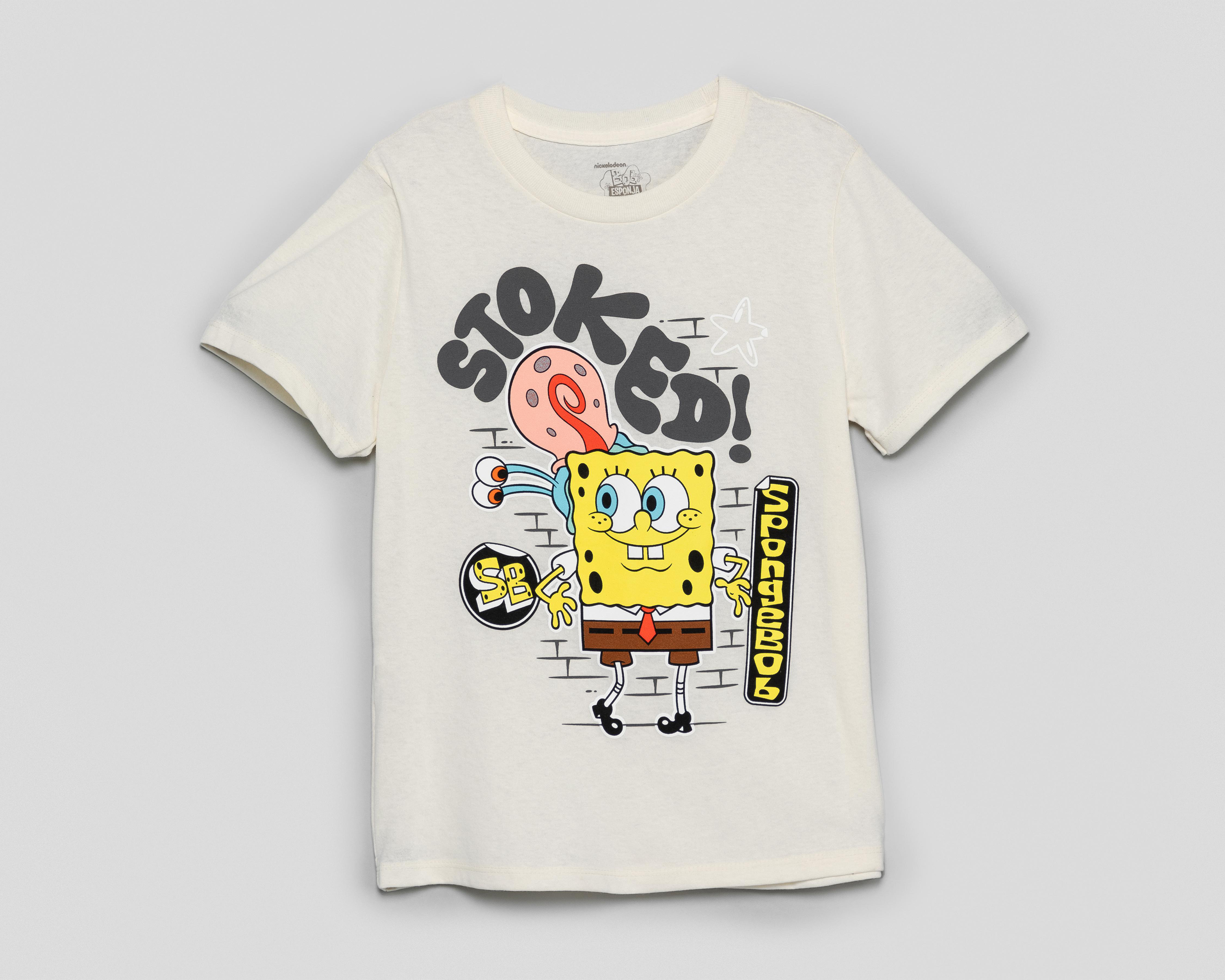 Foto 2 pulgar | Playera Bob Esponja Manga Corta Estampado para Niño