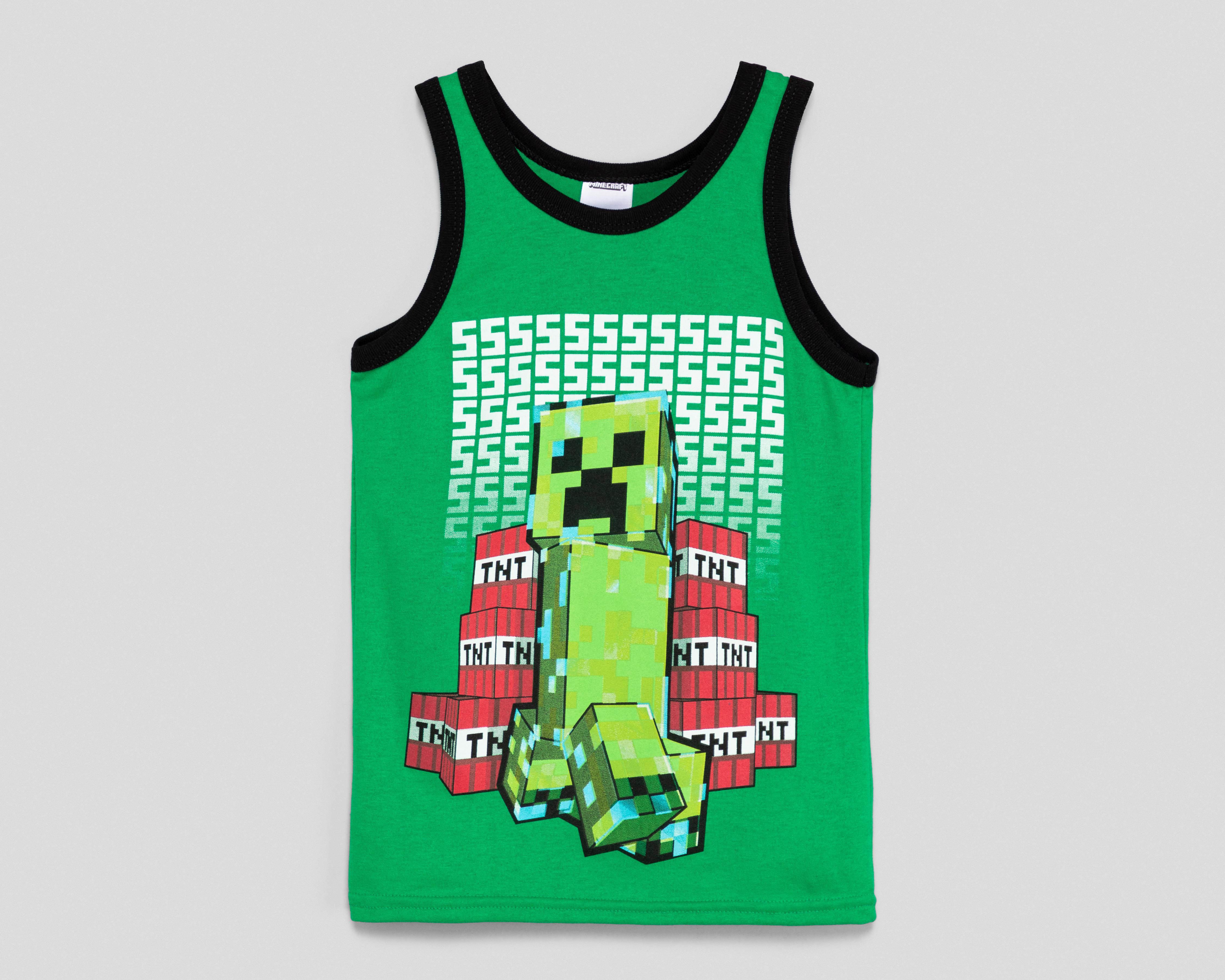 Foto 2 pulgar | Playera Minecraft sin Mangas Estampada para Niño