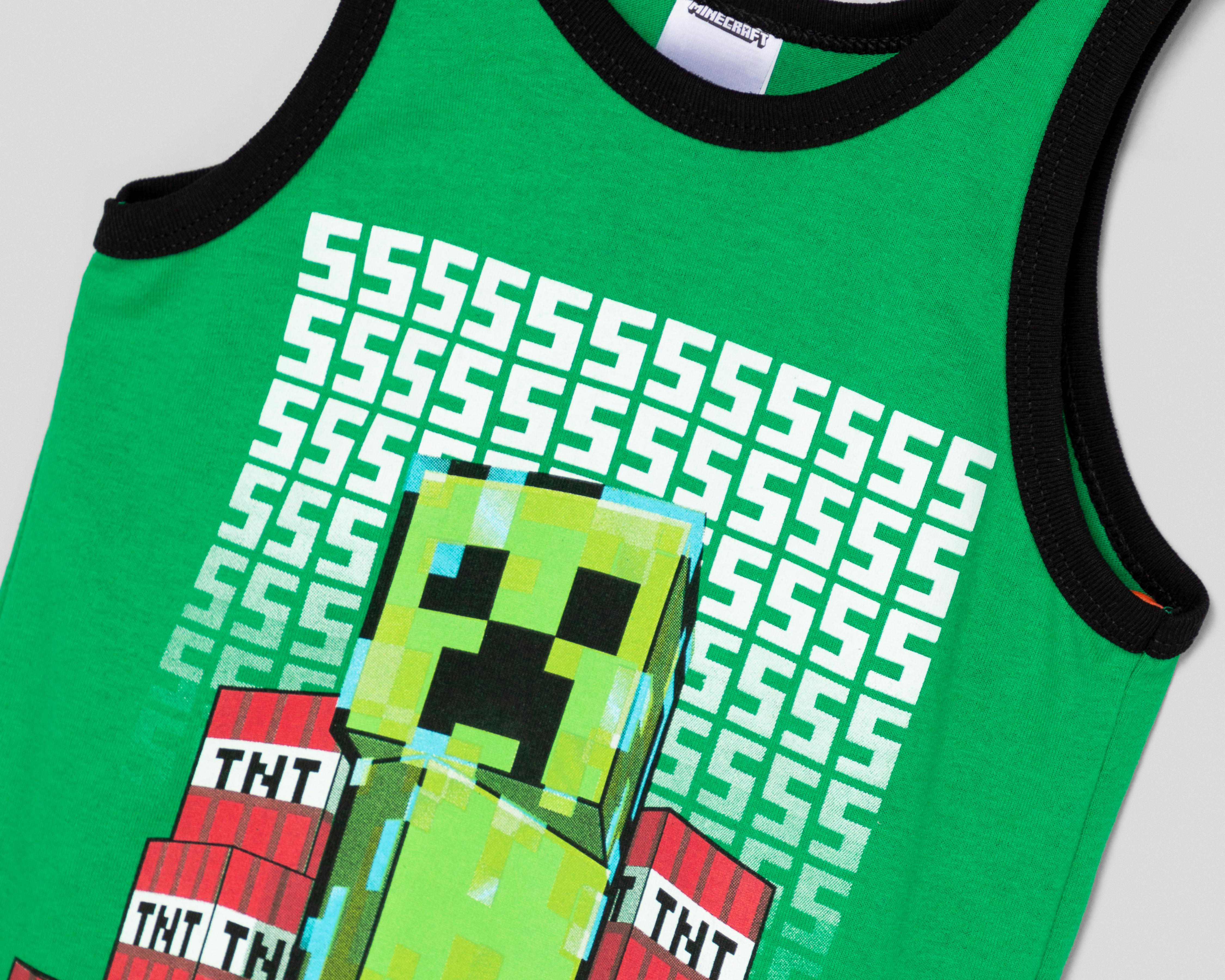 Foto 4 pulgar | Playera Minecraft sin Mangas Estampada para Niño