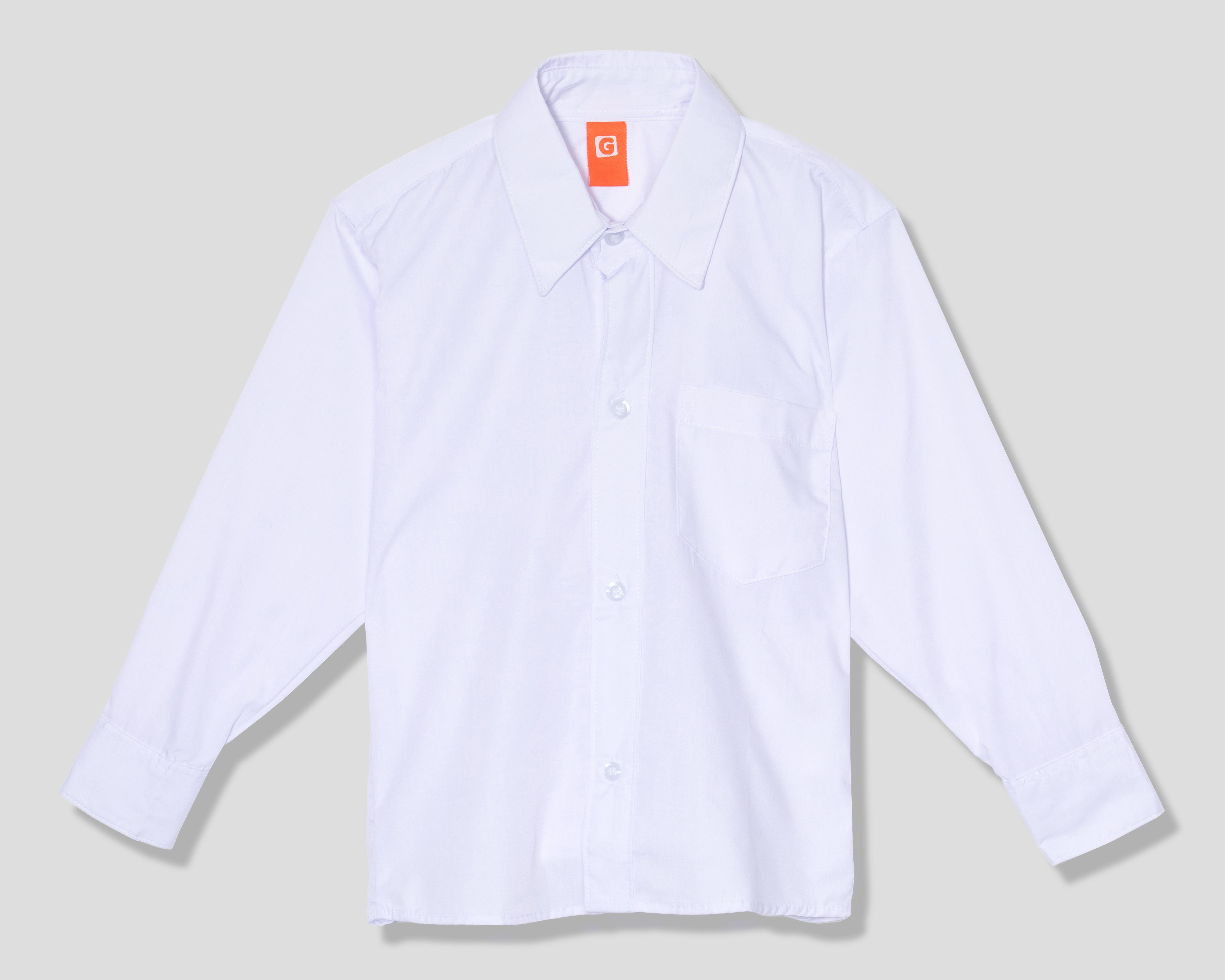Foto 2 pulgar | Camisa de Cuello Americano Blanca Grafito para Niño