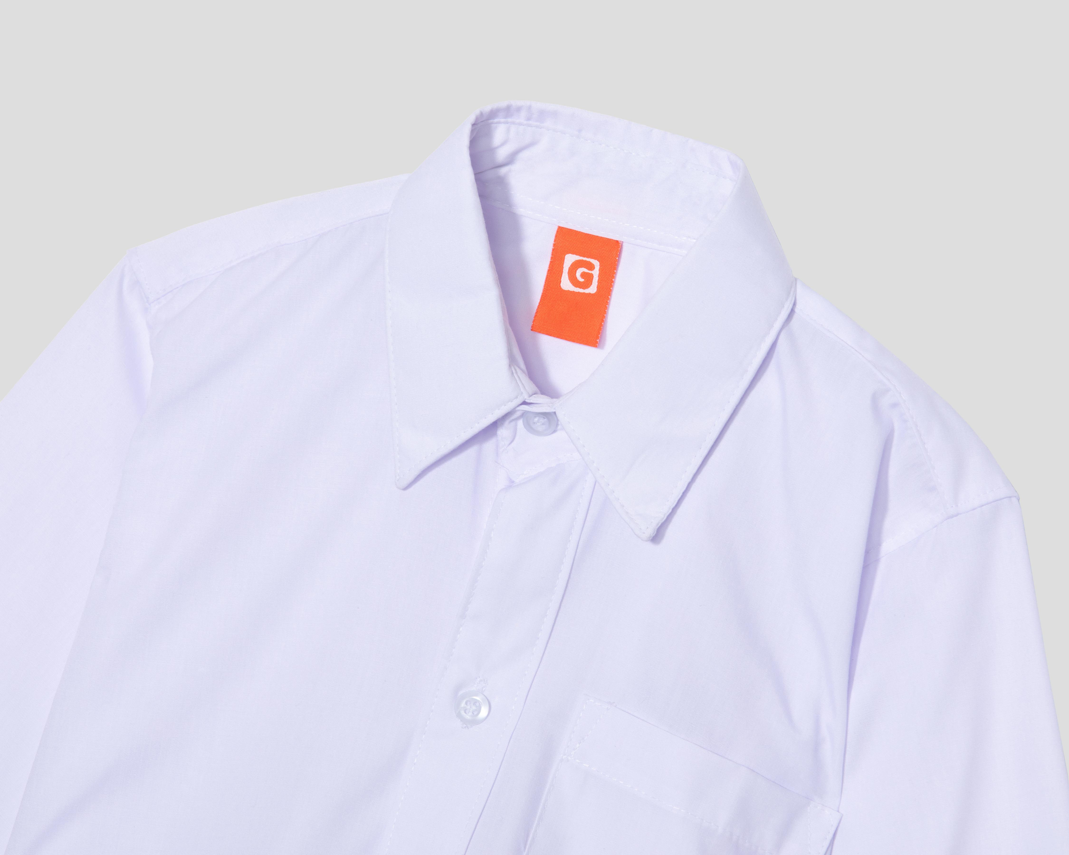 Foto 4 pulgar | Camisa de Cuello Americano Blanca Grafito para Niño