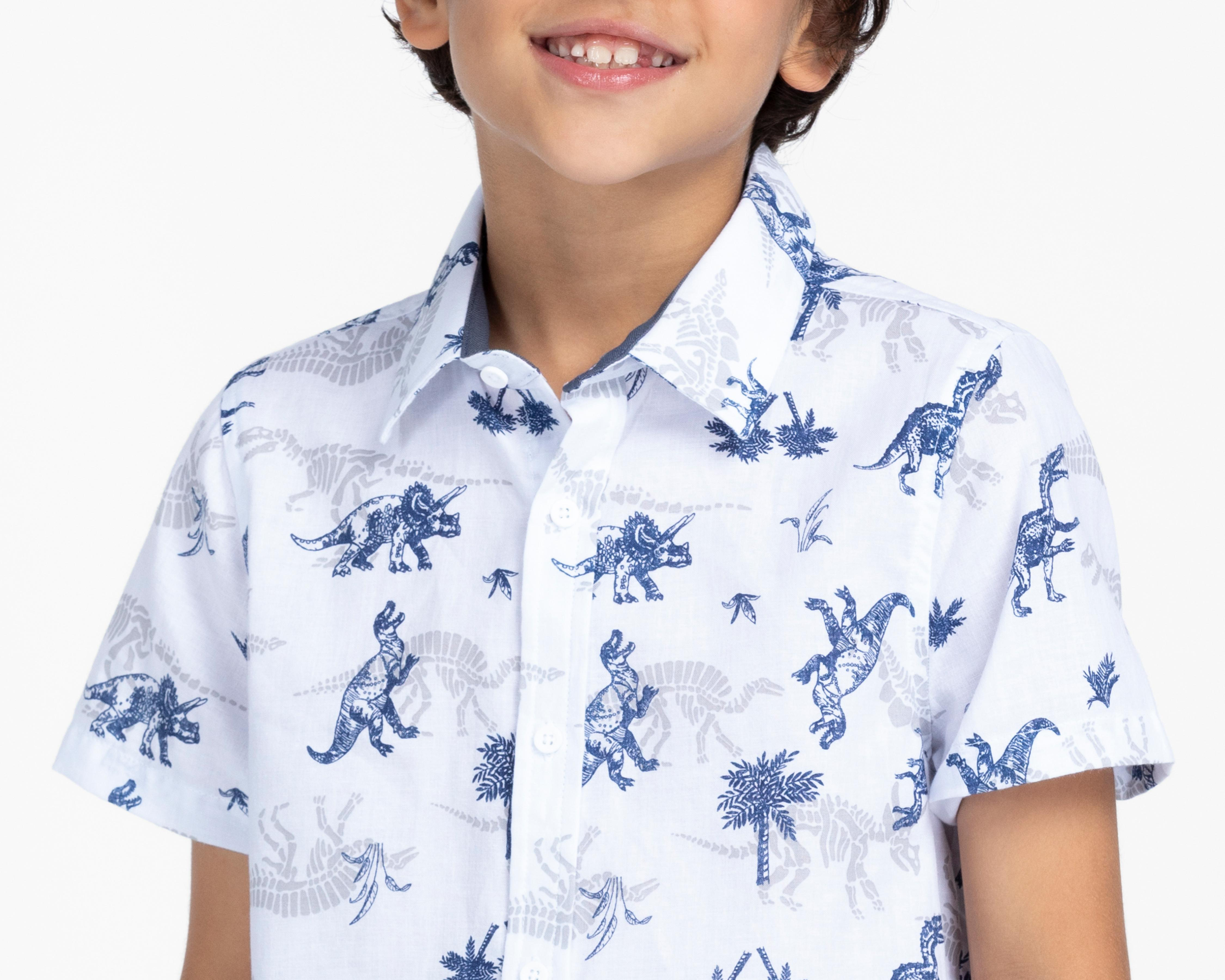 Foto 5 pulgar | Camisa de Cuello Americano Blanca Refill para Niño