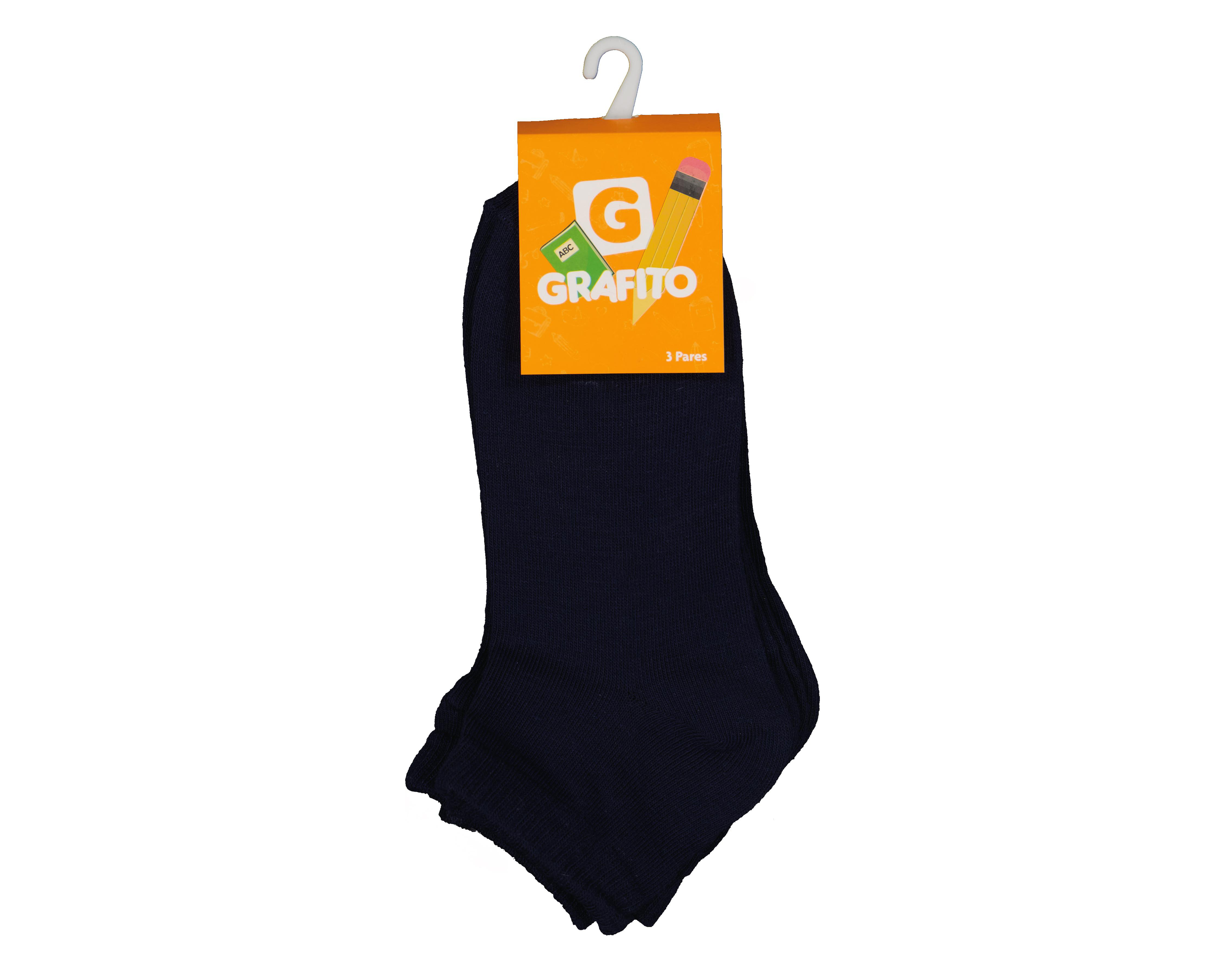 Foto 4 pulgar | Calcetas Escolares Grafito para Niño 3 Pares