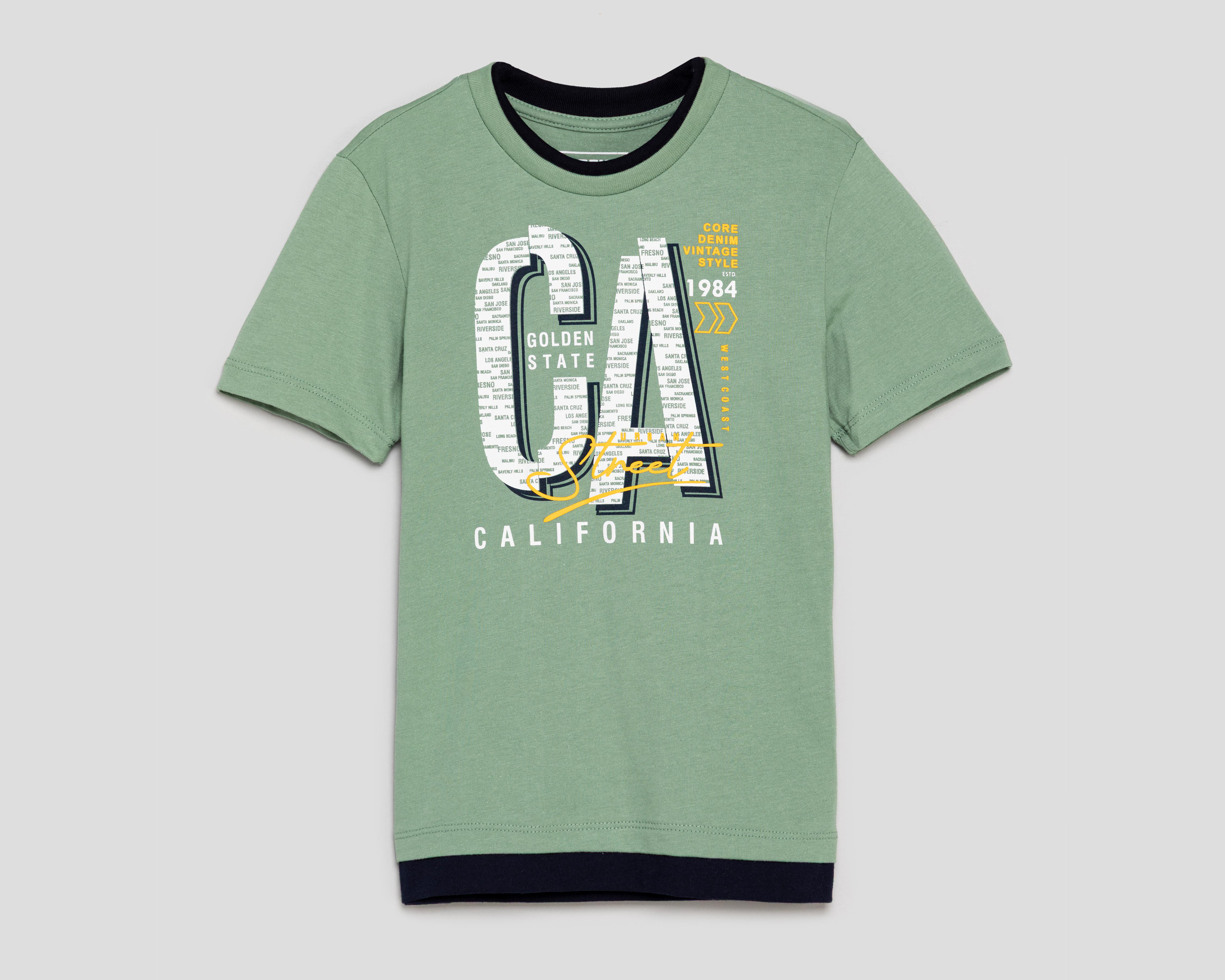 Foto 2 pulgar | Playera Cuello Redondo Verde Refill para Niño
