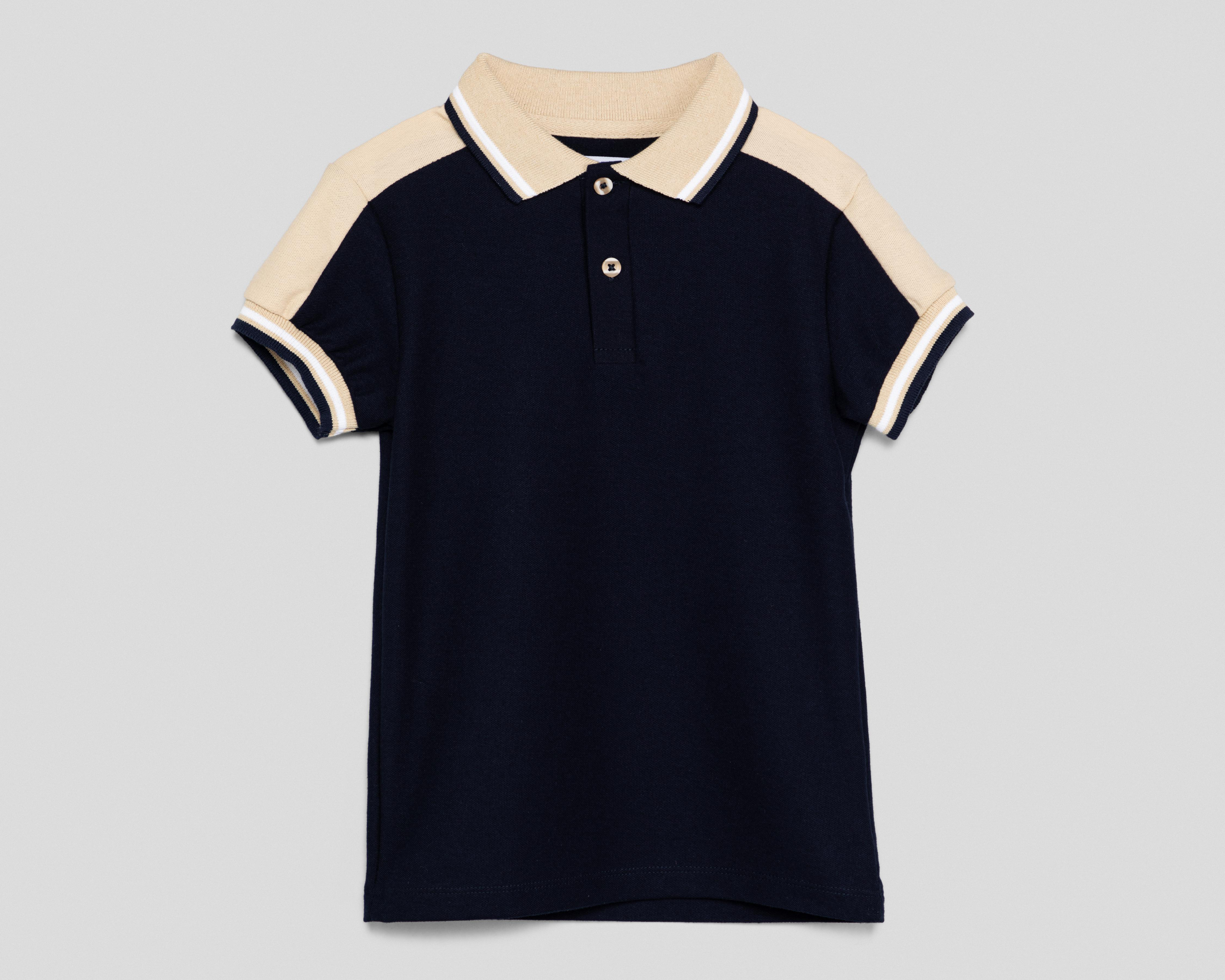 Playera Polo Refill Manga Corta Azul Marino para Niño