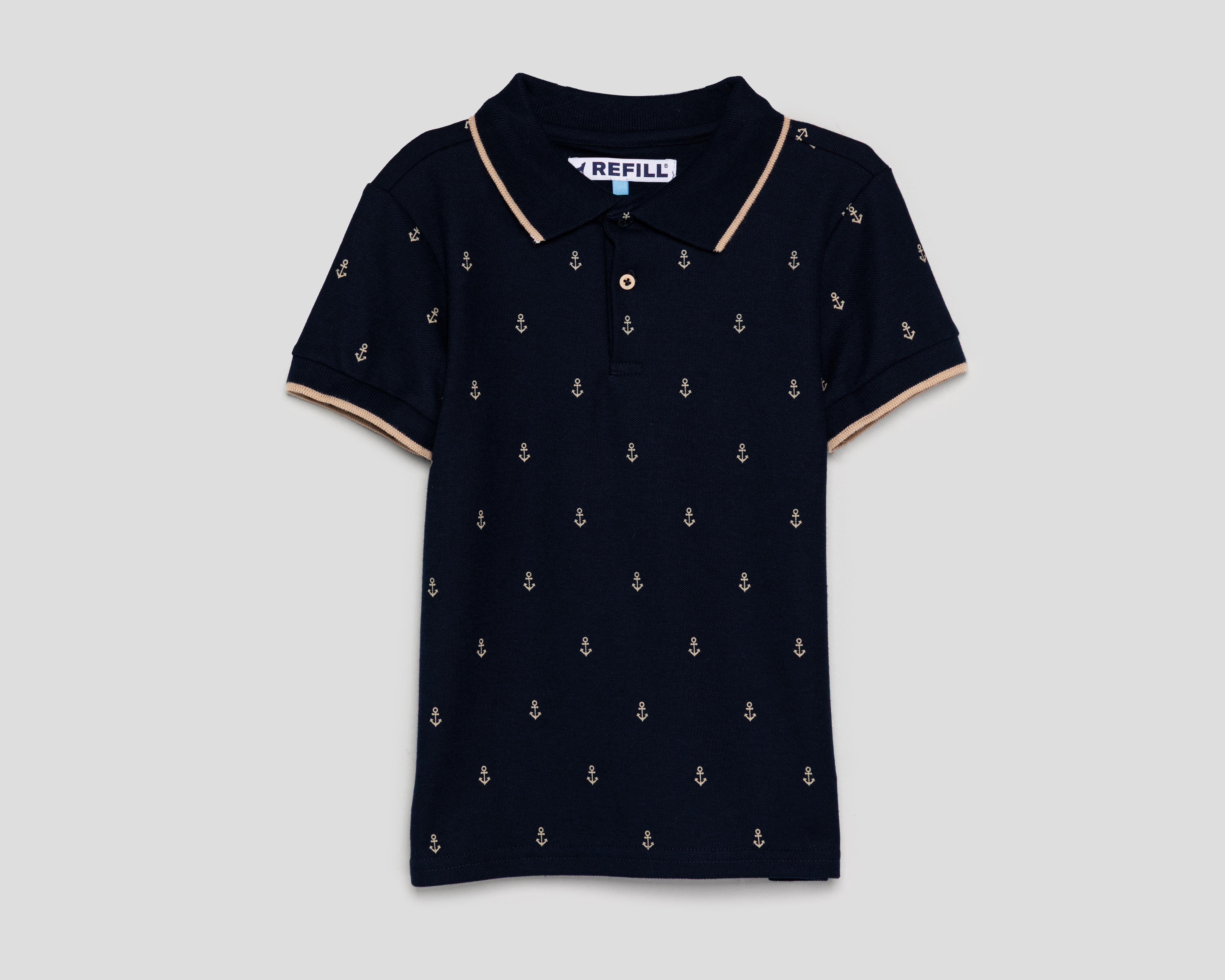 Foto 2 pulgar | Playera Polo Refill Azul Marino para Niño