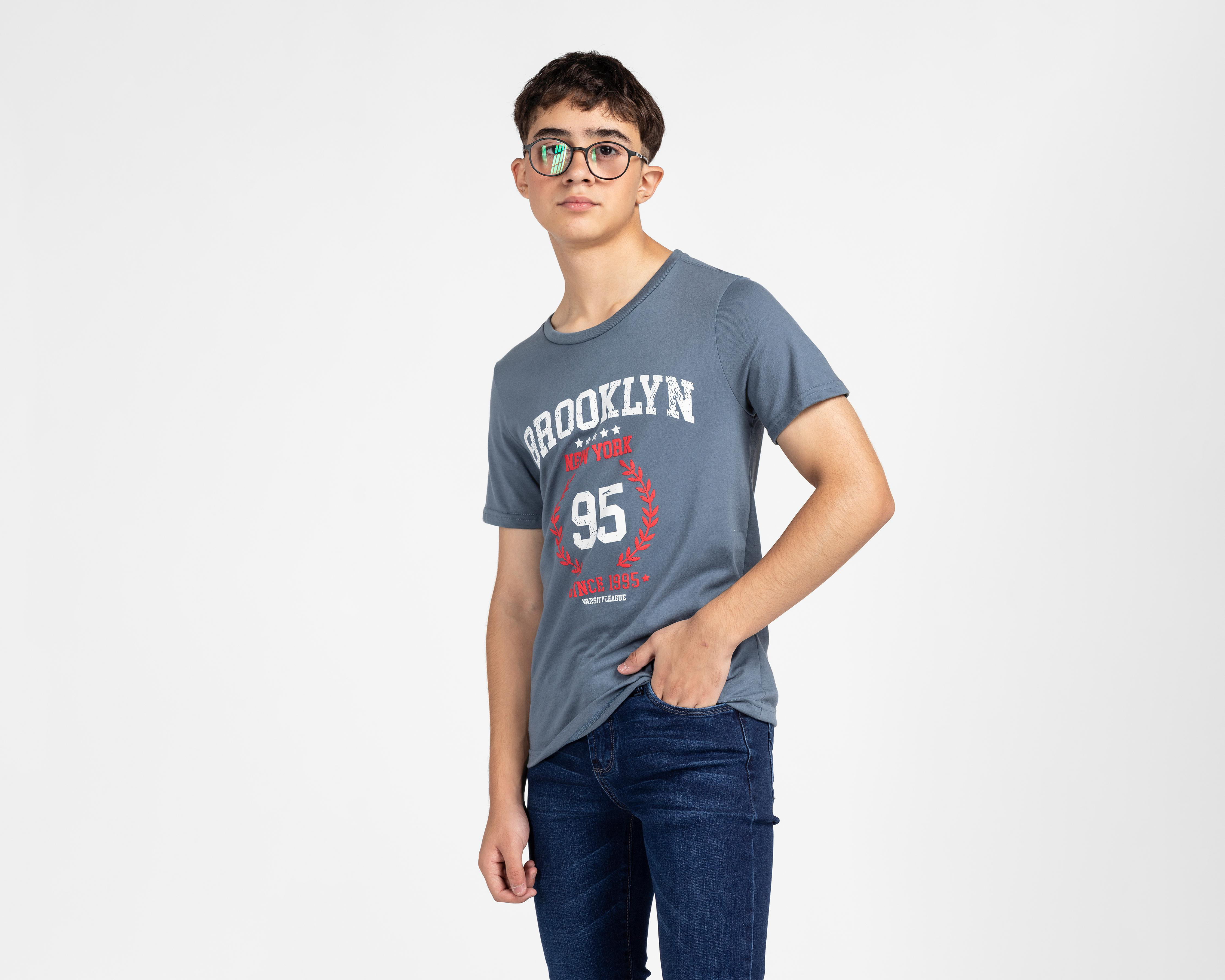 Playera de Cuello Redondo Azul Refill Juvenil $80