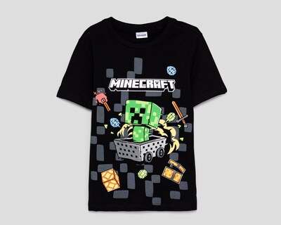 Foto 1 | Playera de Cuello Redondo Negra Minecraft para Niño