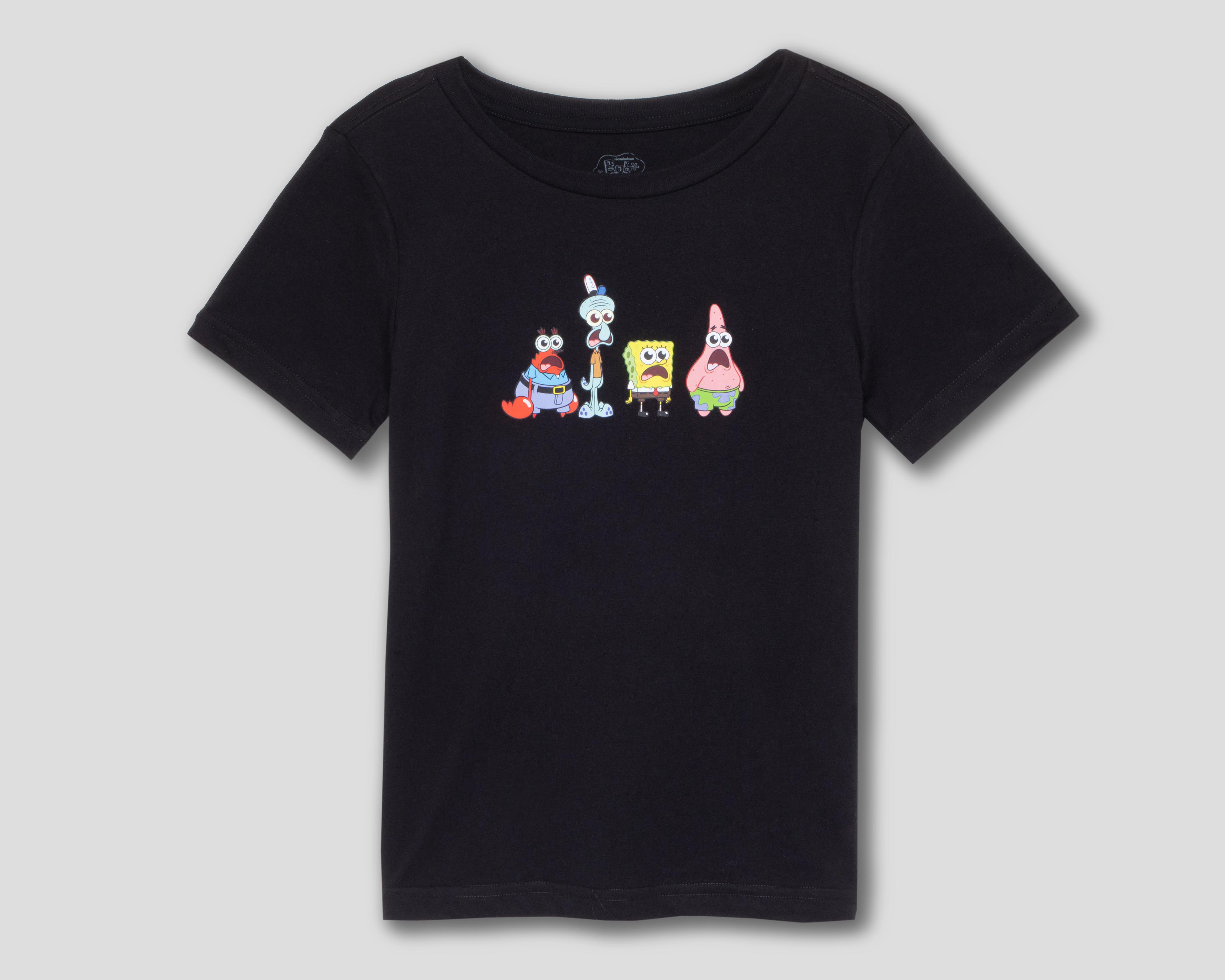 Foto 1 | Playera de Cuello Redondo Negra Bob Esponja Juvenil