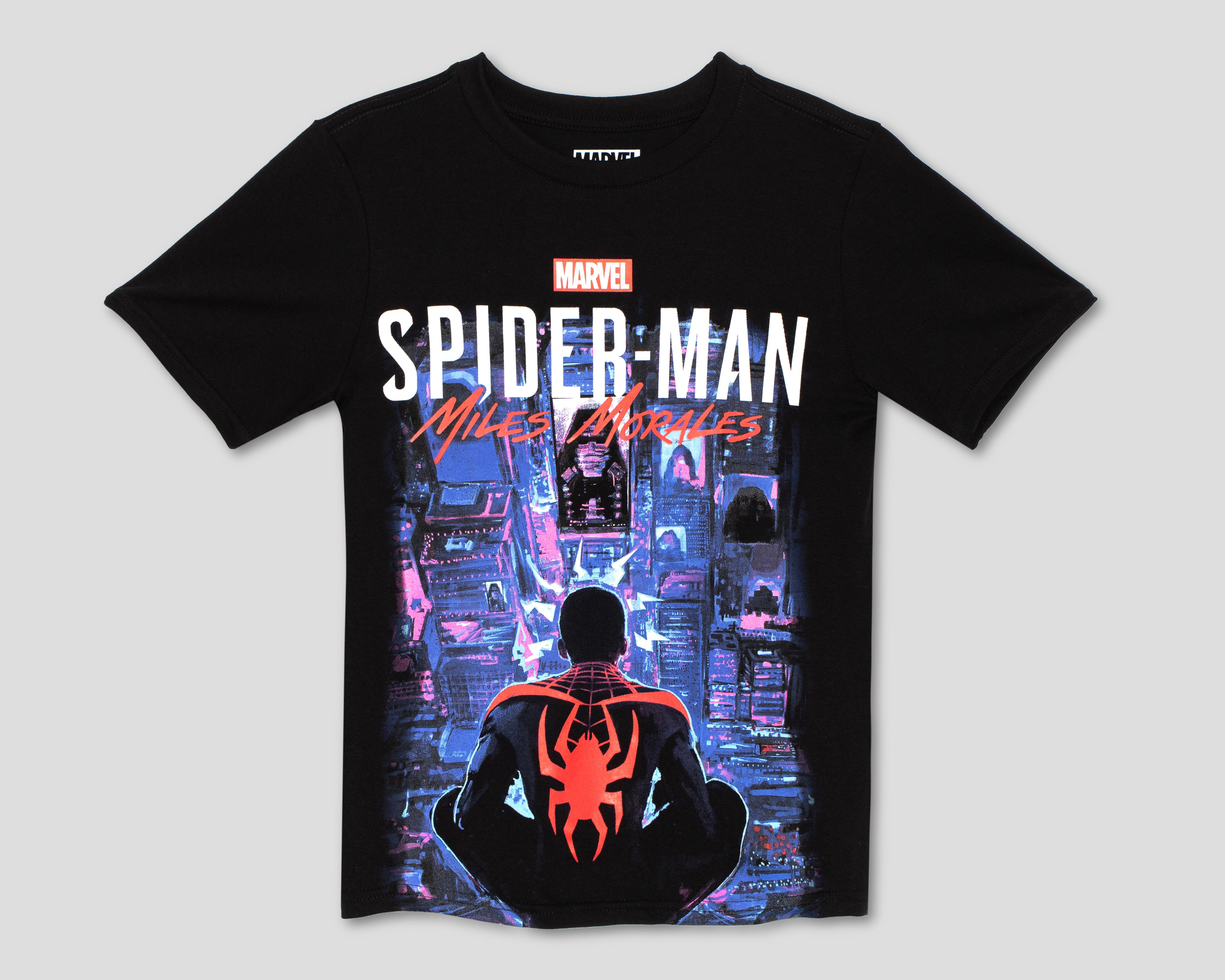 Foto 2 pulgar | Playera de Cuello Redondo Negra Marvel para Niño