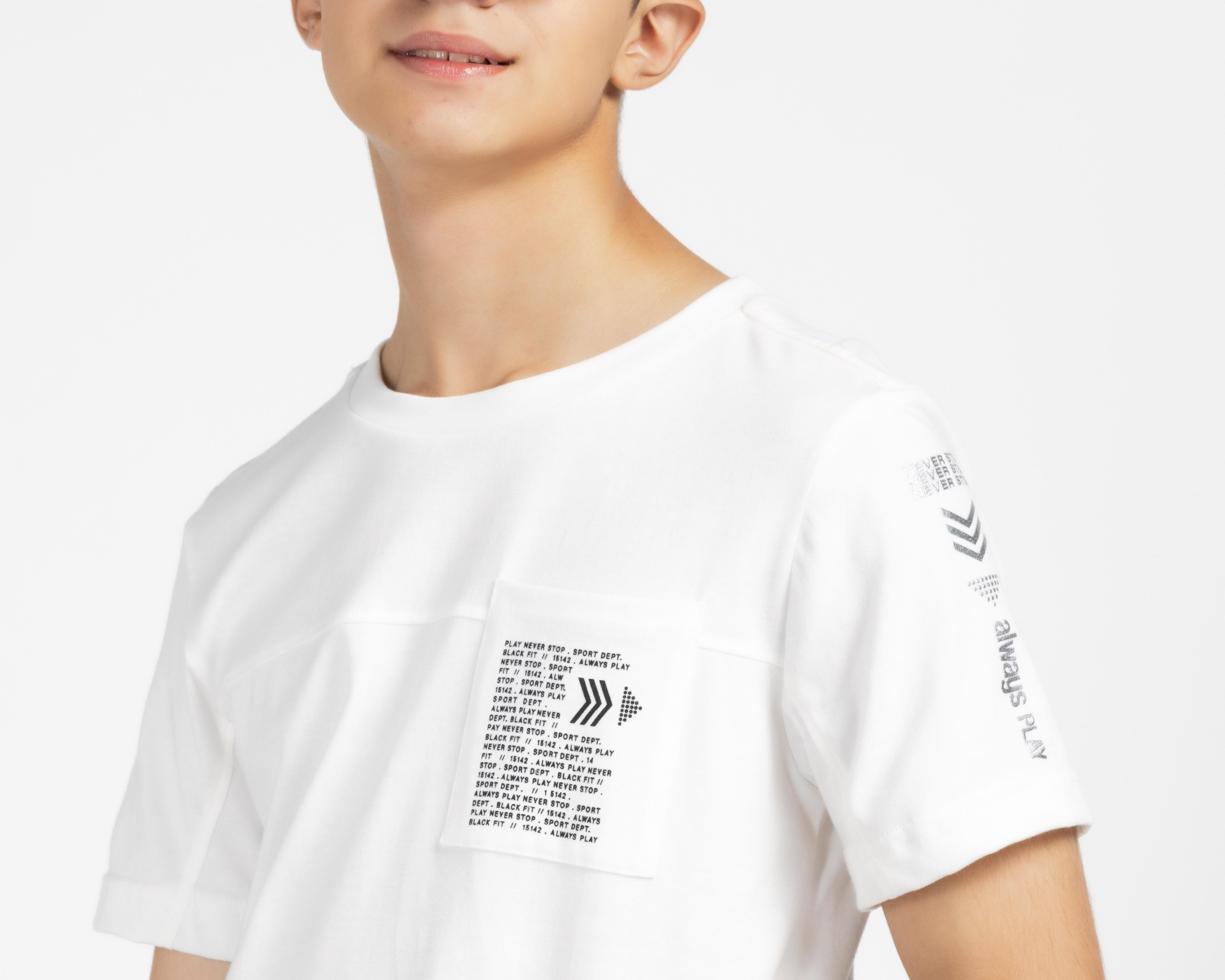 Foto 4 | Playera Cuello Redondo Neo*City Blanca para Niño