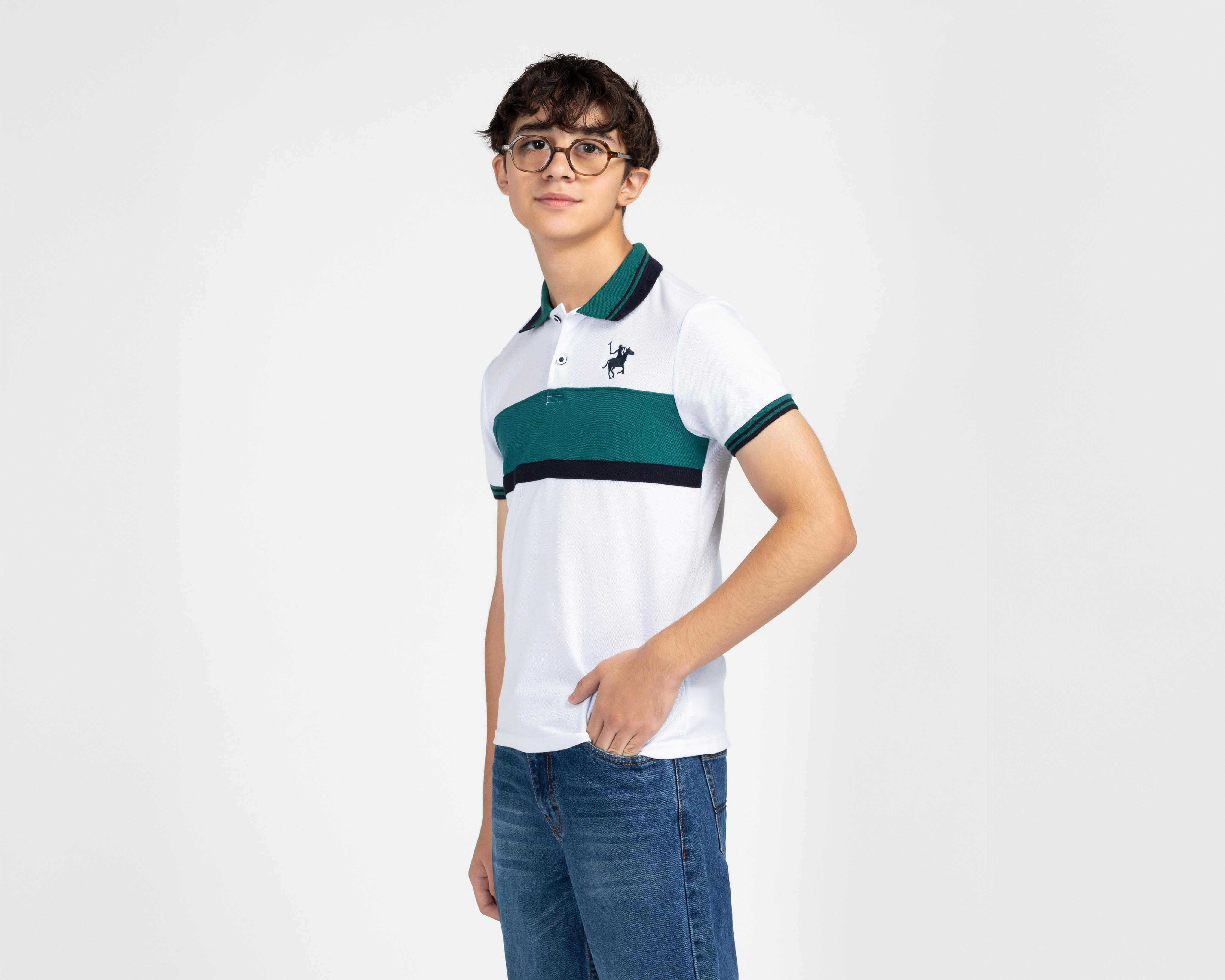 Playera Cuello Polo Blanca York Team Polo Club Juvenil