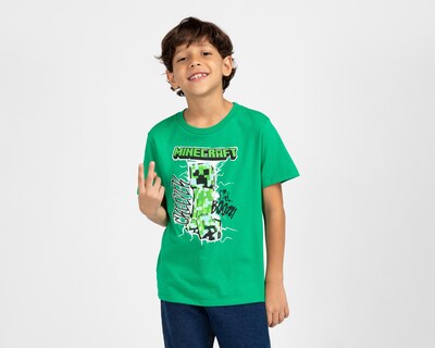 Foto 1 | Playera de Cuello Redondo Verde Minecraft para Niño