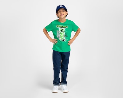 Foto 2 | Playera de Cuello Redondo Verde Minecraft para Niño