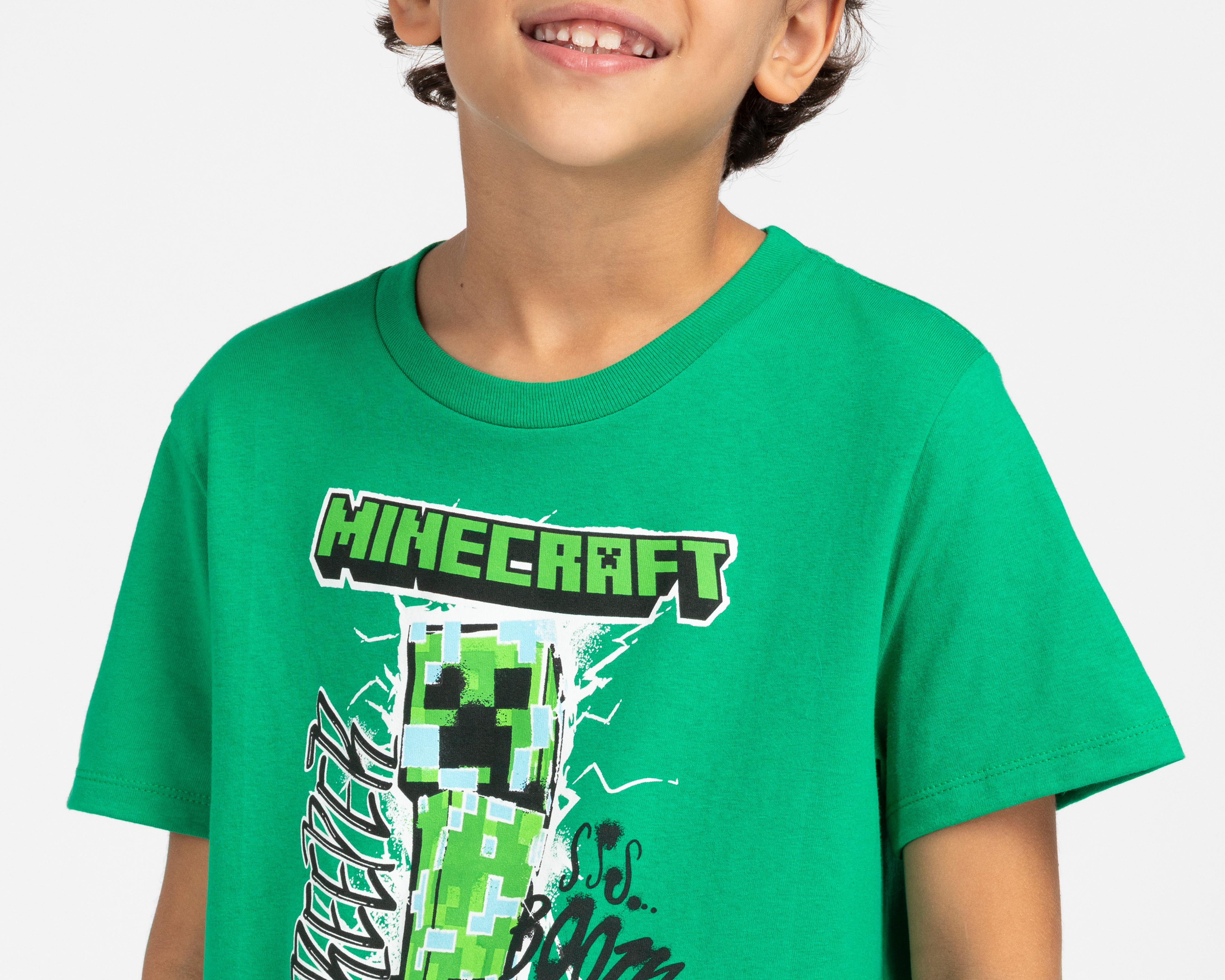 Foto 4 | Playera de Cuello Redondo Verde Minecraft para Niño