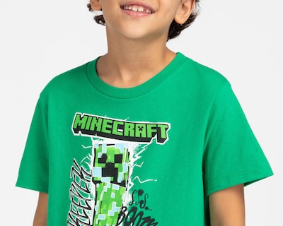 Foto 4 | Playera de Cuello Redondo Verde Minecraft para Niño