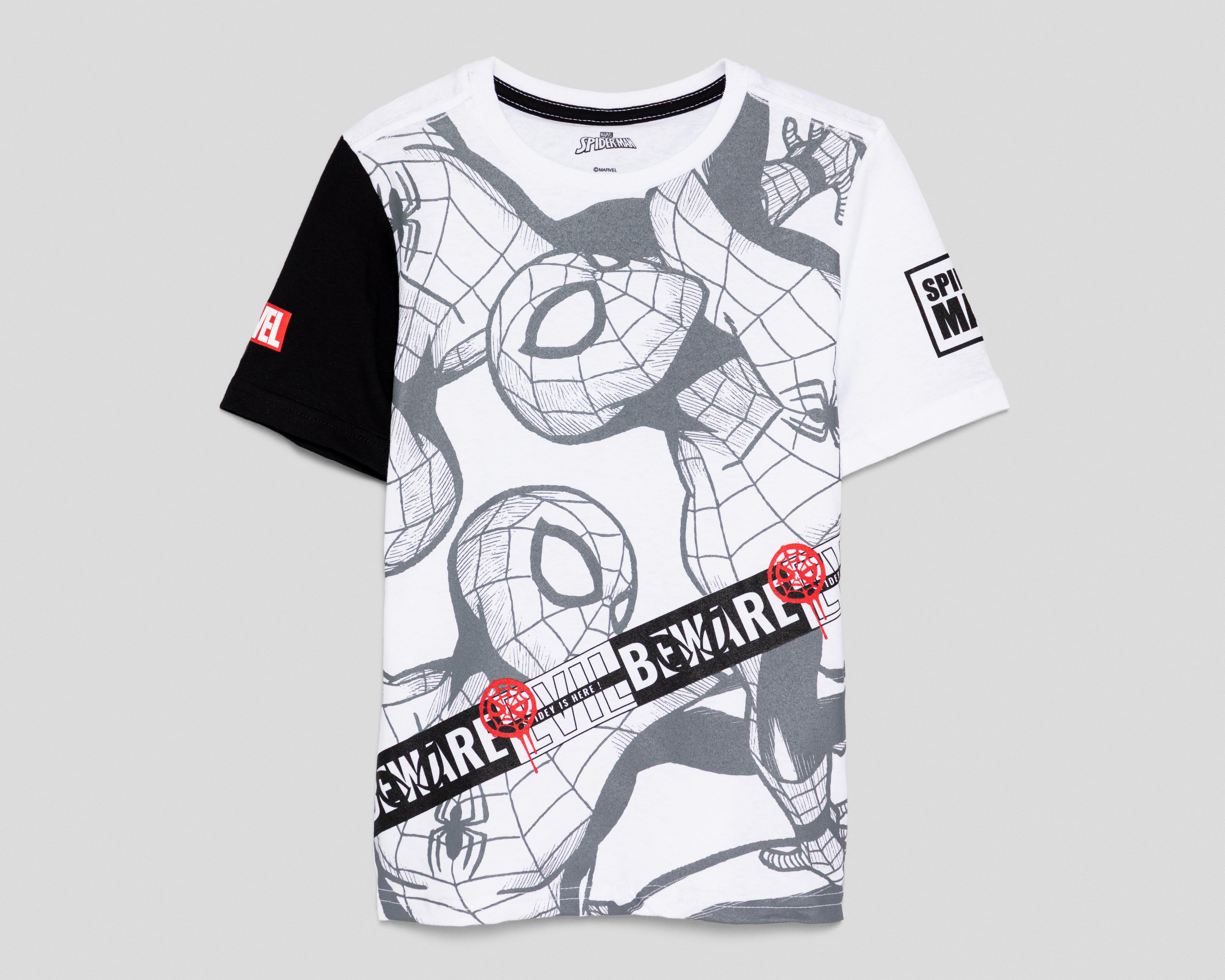 Playera Cuello Redondo Blanca Marvel Spider-Man para Niño