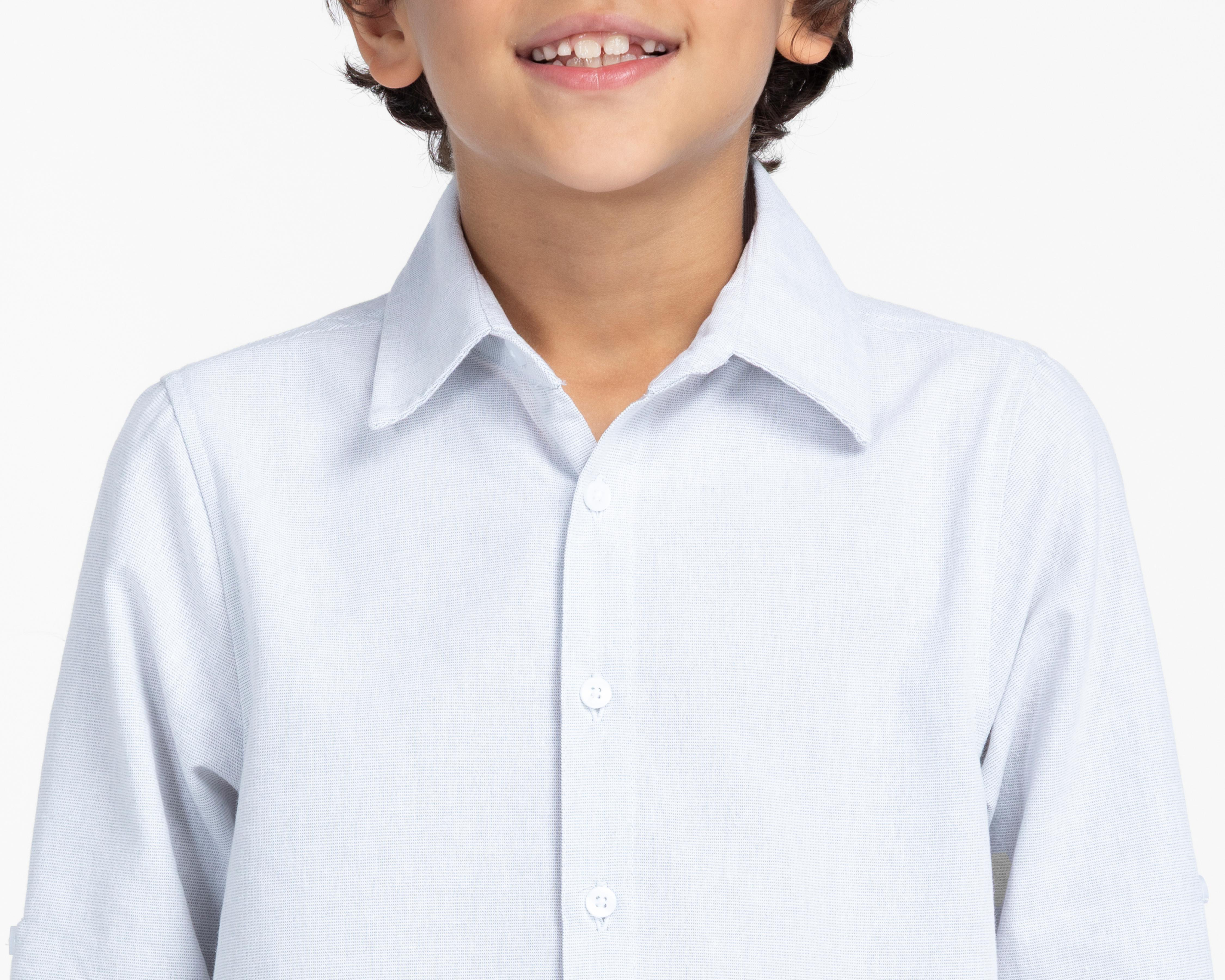 Foto 5 pulgar | Camisa Cuello Americano Gris Refill para Niño