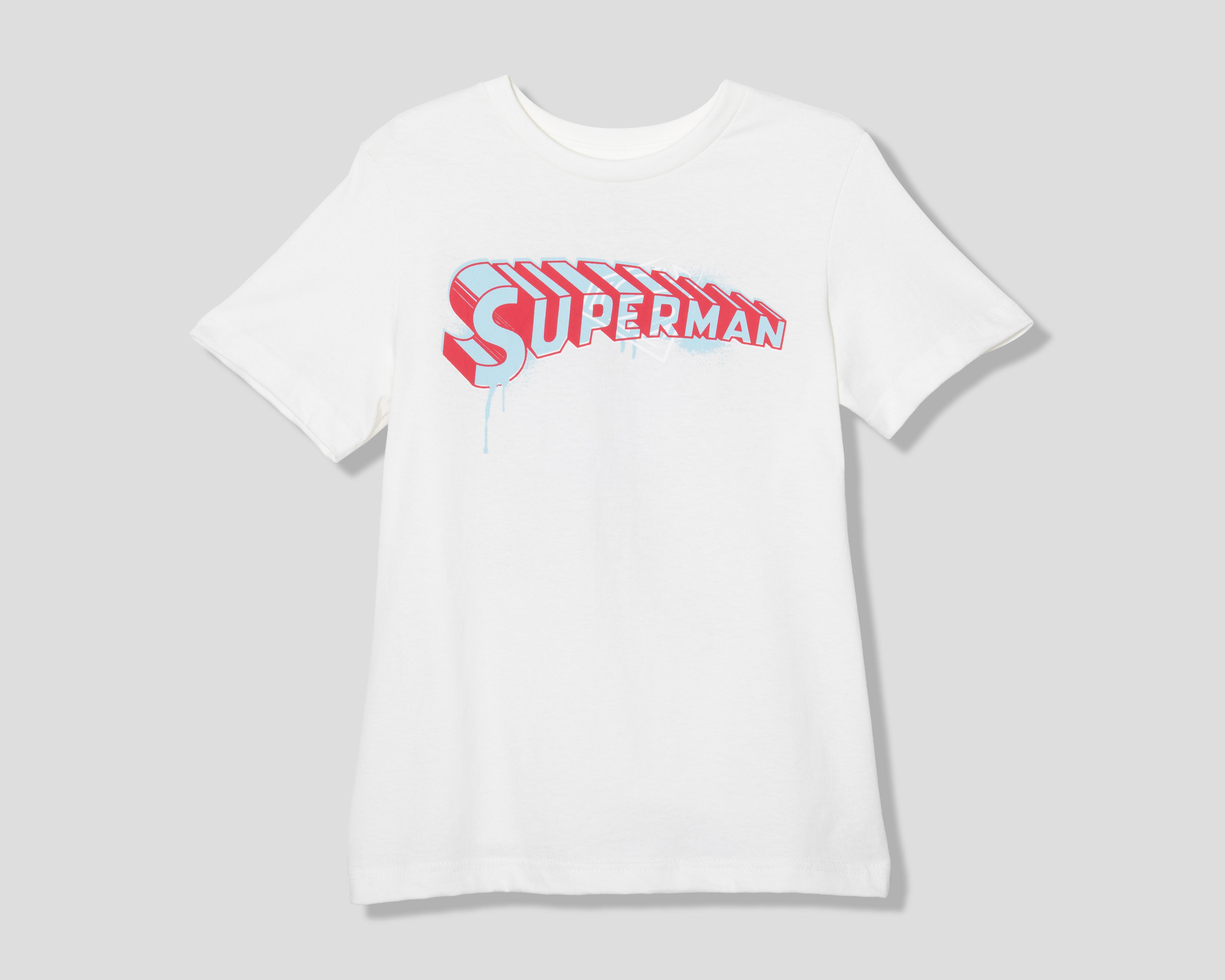 Foto 1 | Playera de Cuello Redondo Blanca Superman Juvenil