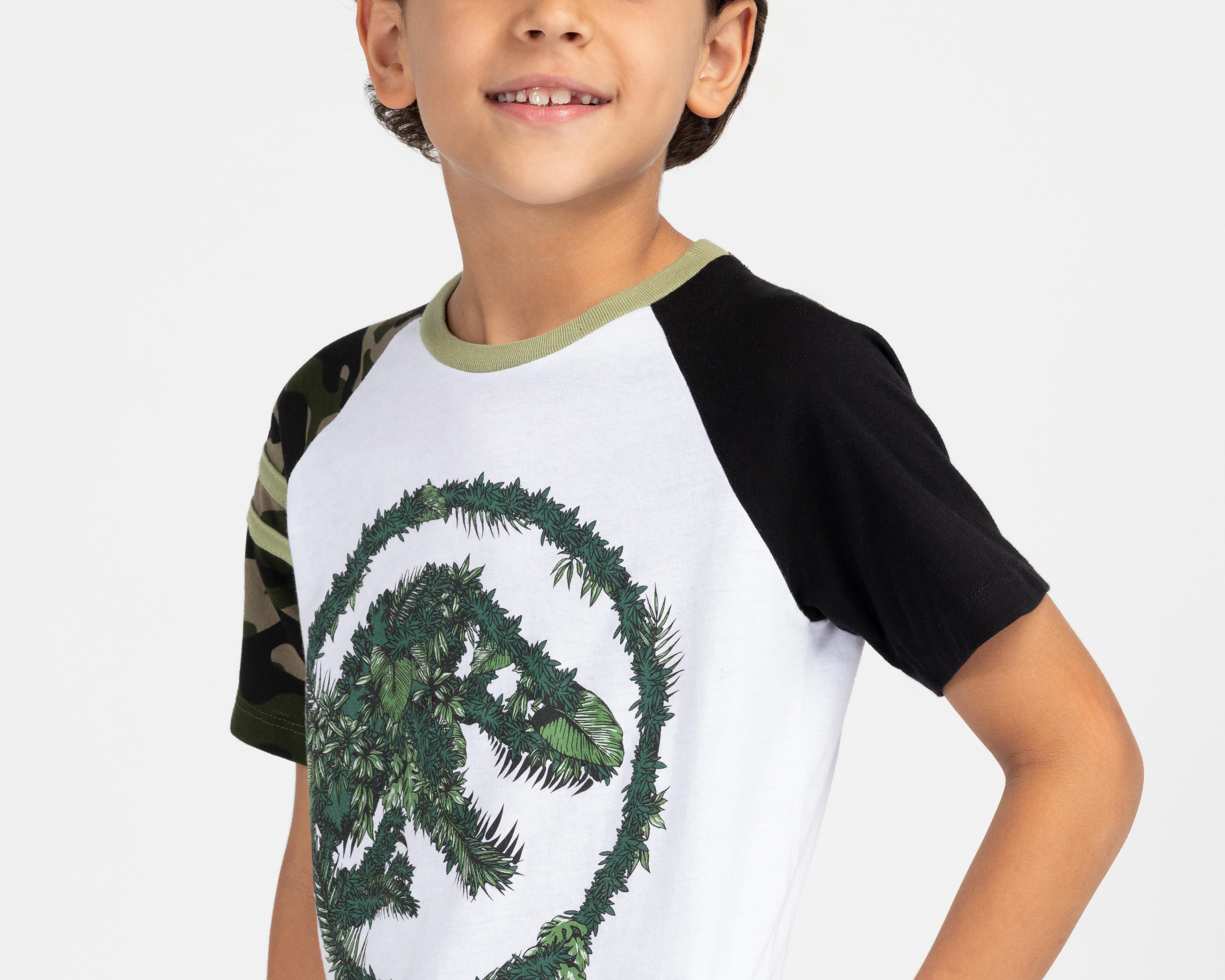 Foto 5 pulgar | Playera de Cuello Redondo Blanca Jurassic World para Niño