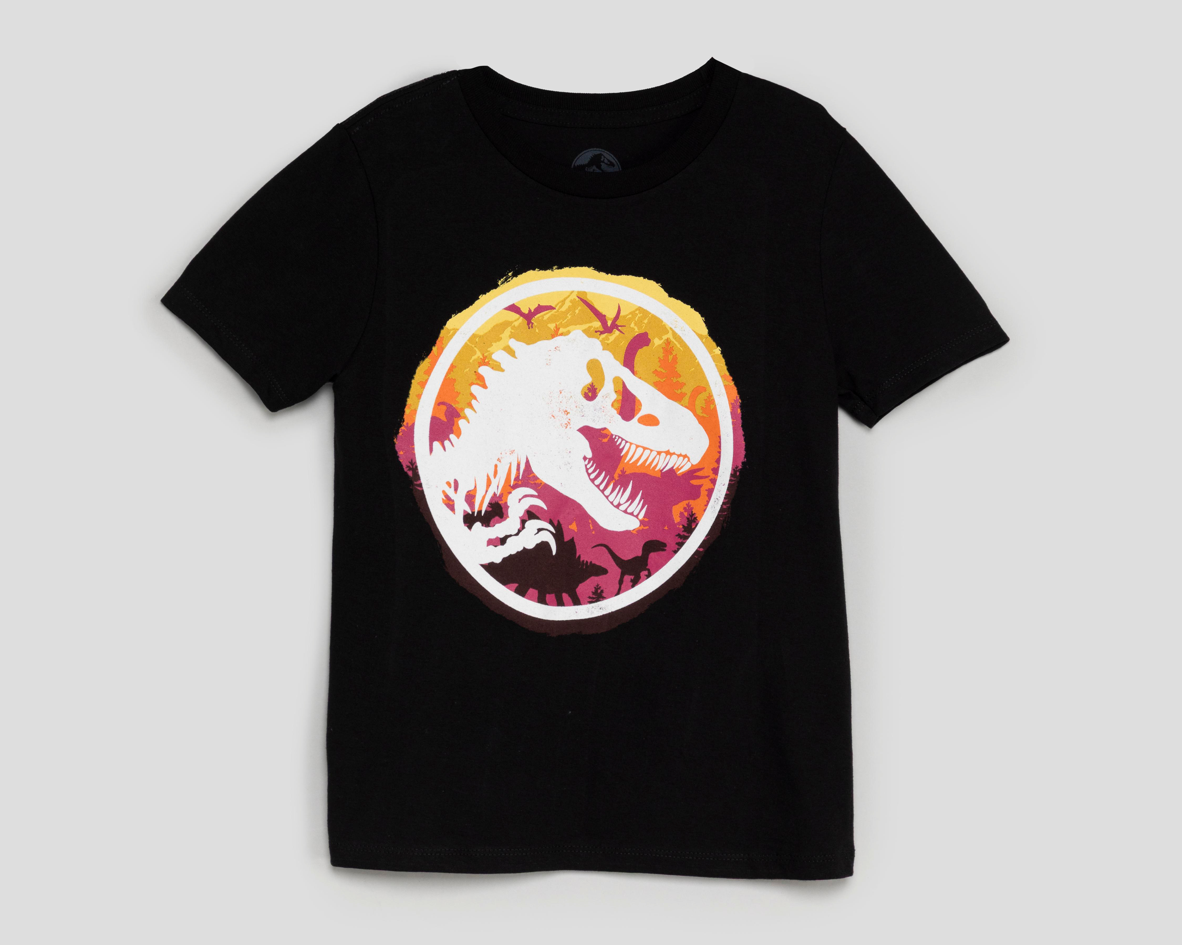 Playera de Cuello Redondo Negra Jurassic Park para Niño