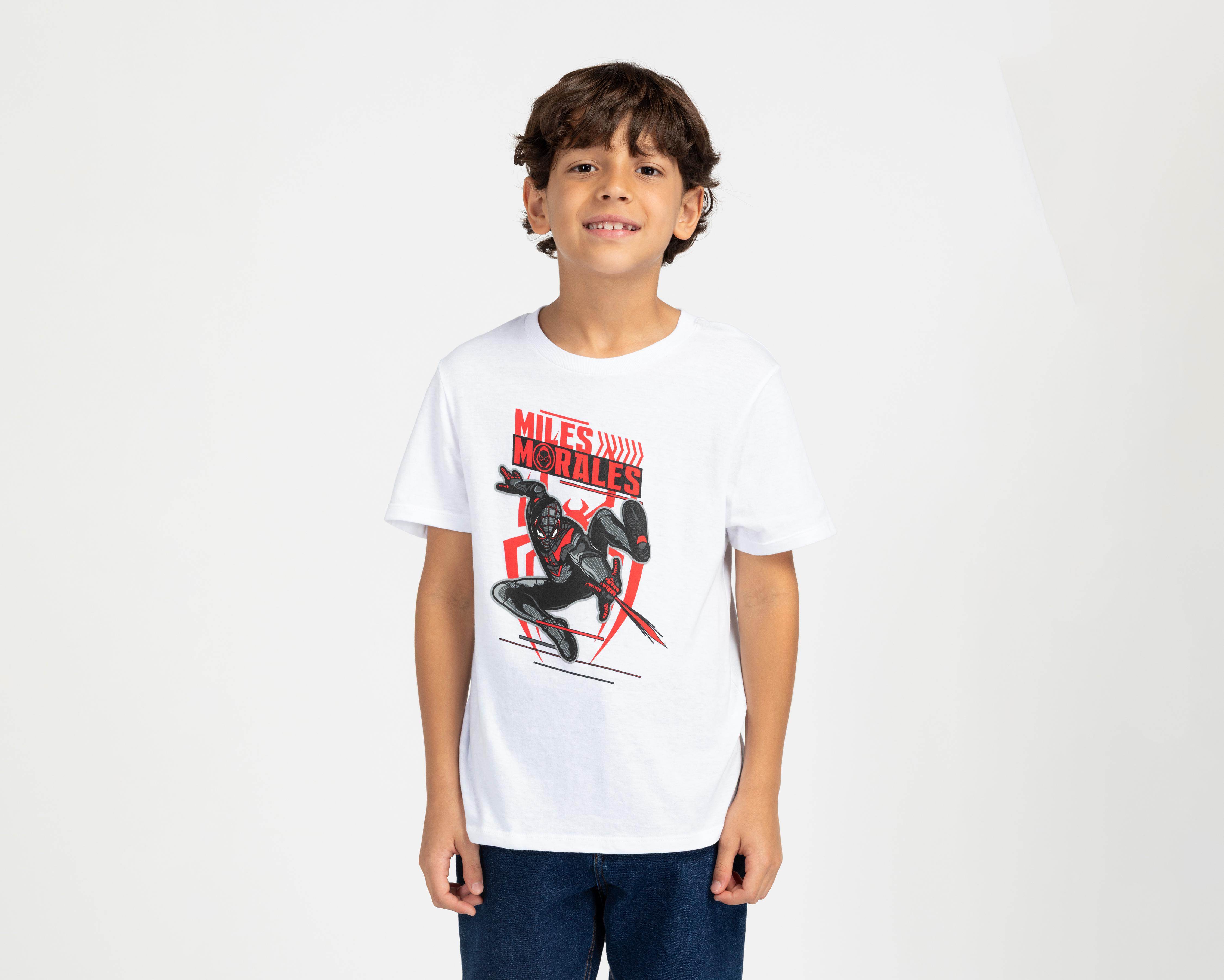 Foto 2 pulgar | Playera de Cuello Redondo Blanca Marvel para Niño