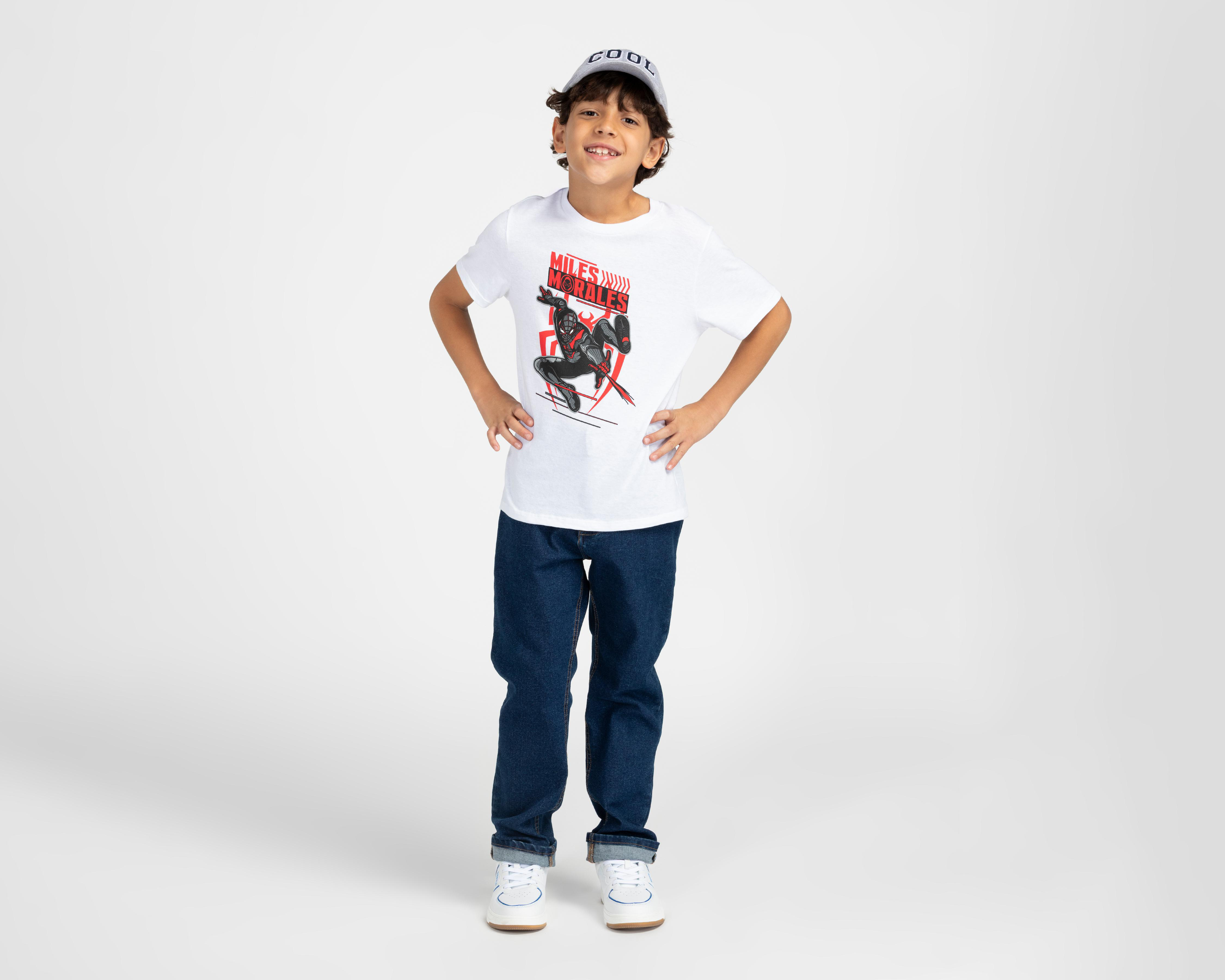 Foto 3 pulgar | Playera de Cuello Redondo Blanca Marvel para Niño