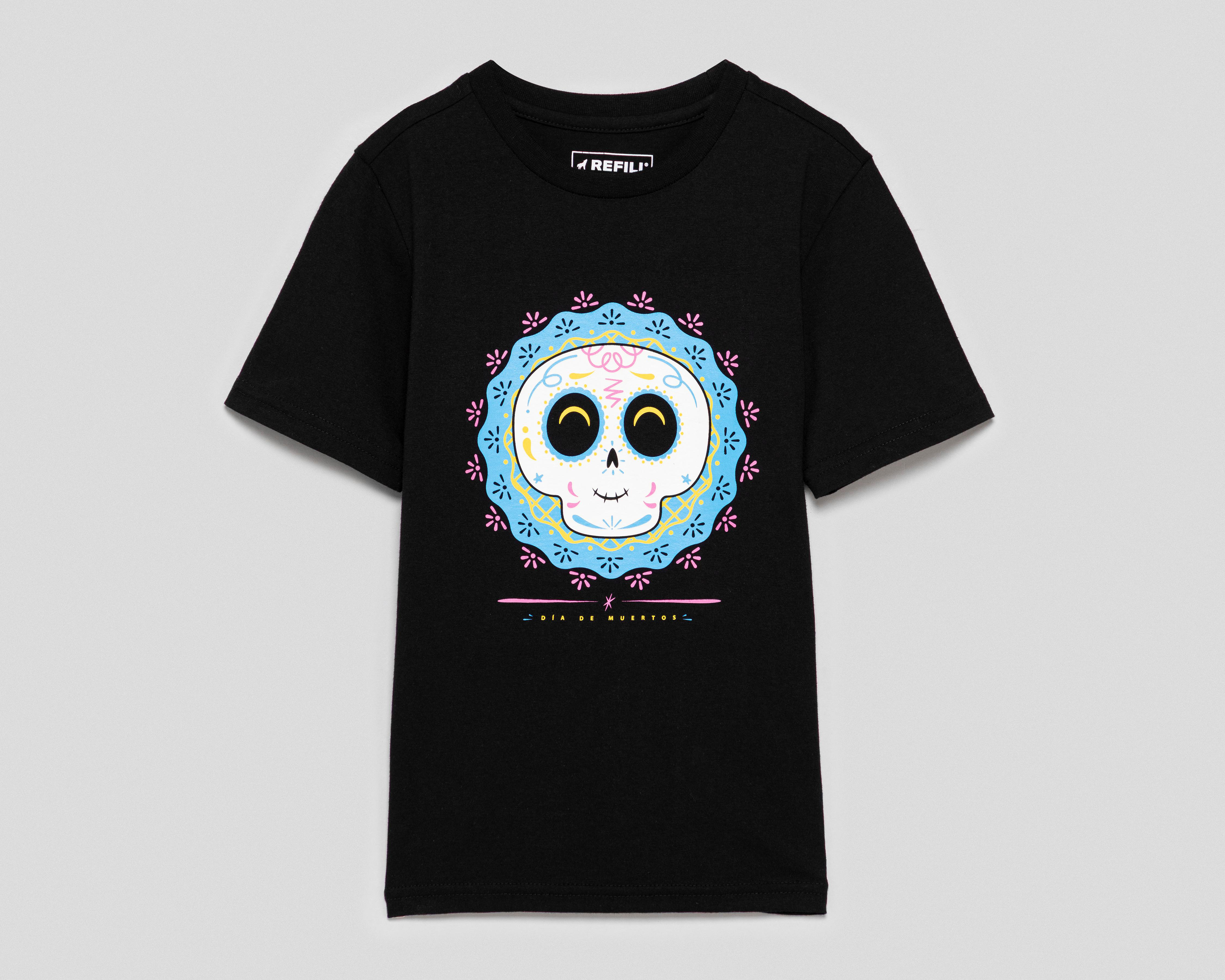 Foto 2 pulgar | Playera de Cuello Redondo Negra Refill para Niño