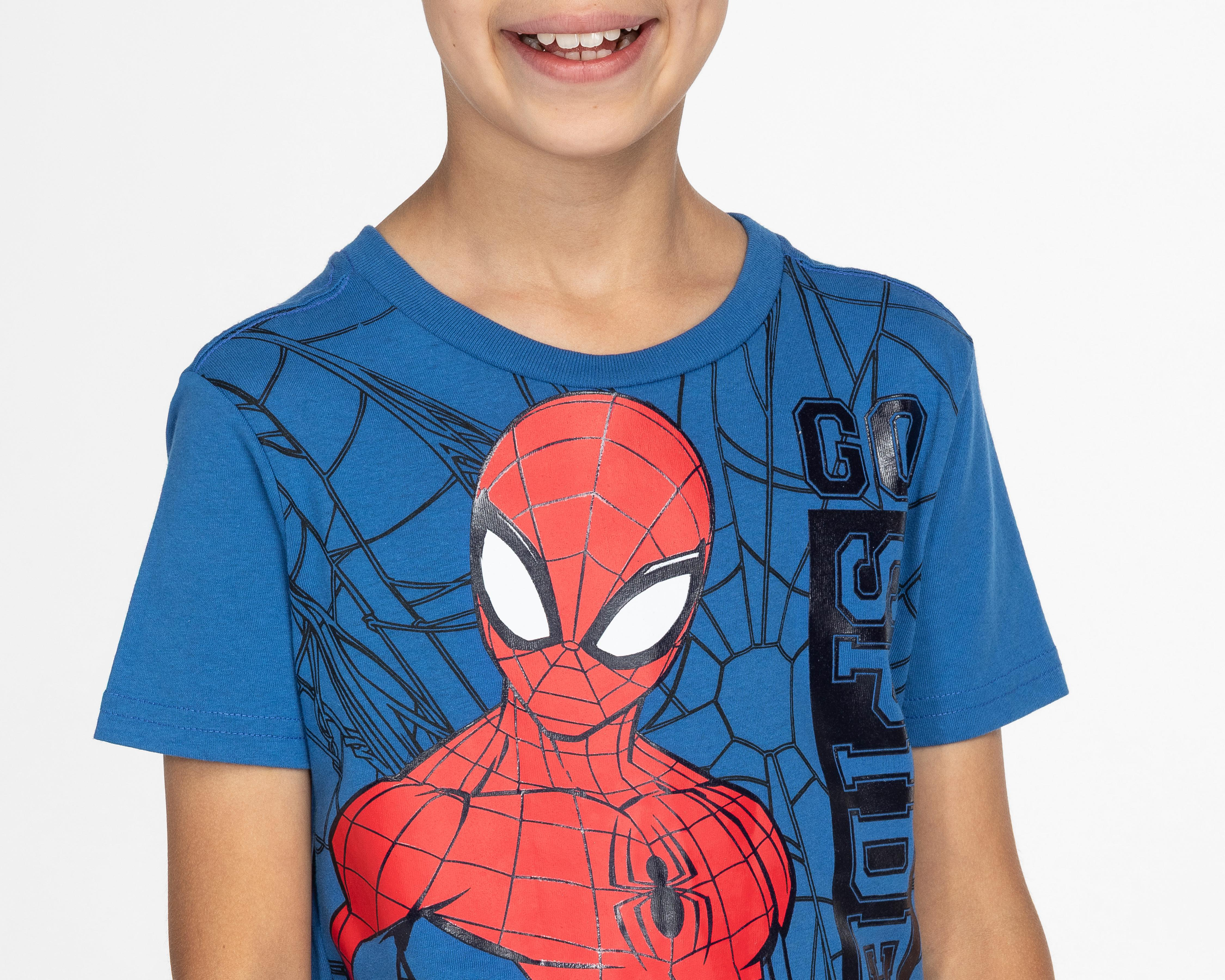 Foto 5 pulgar | Playera de Cuello Redondo Azul Marvel Spider-Man para Niño