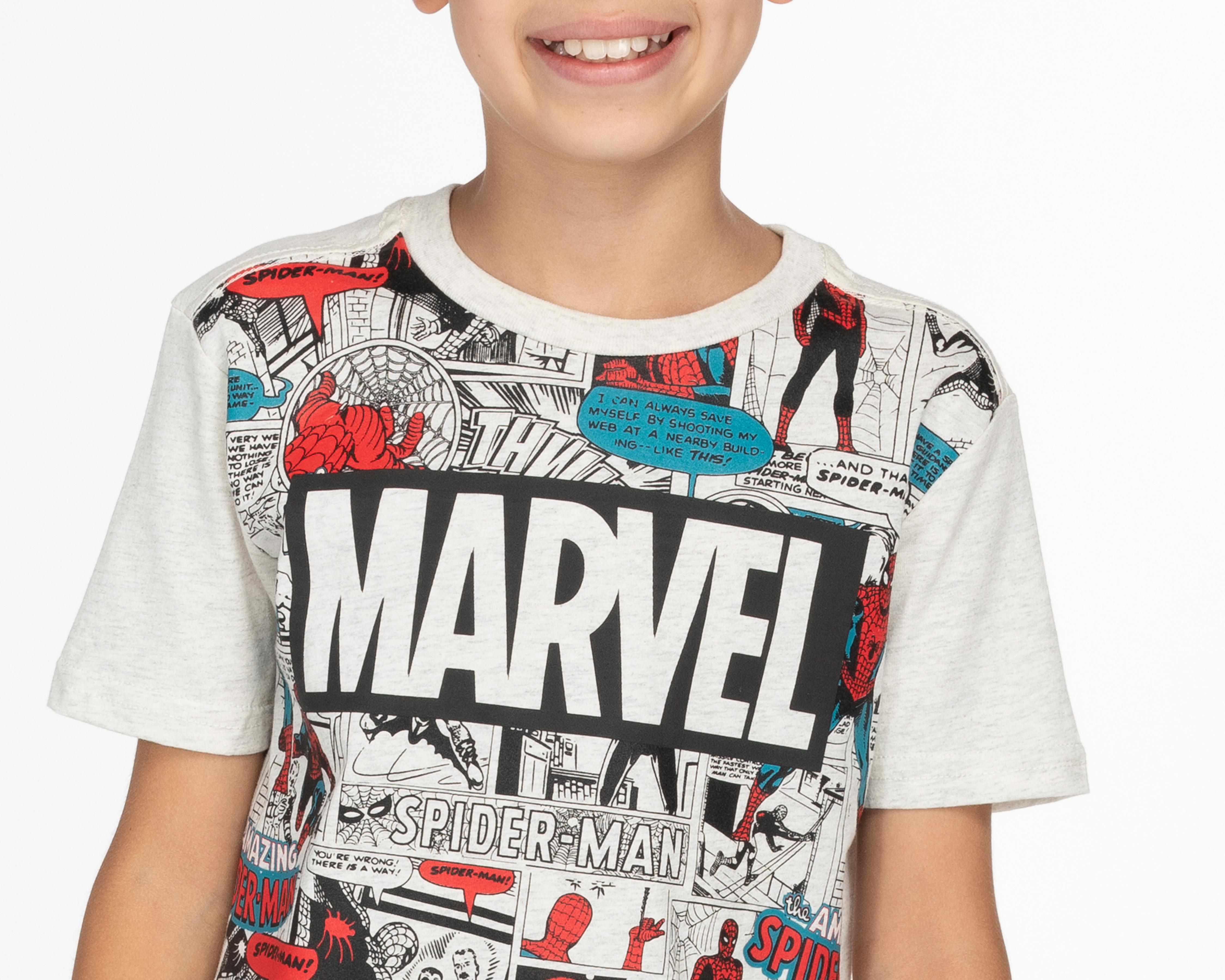 Foto 4 pulgar | Playera de Cuello Redondo Gris Marvel para Niño