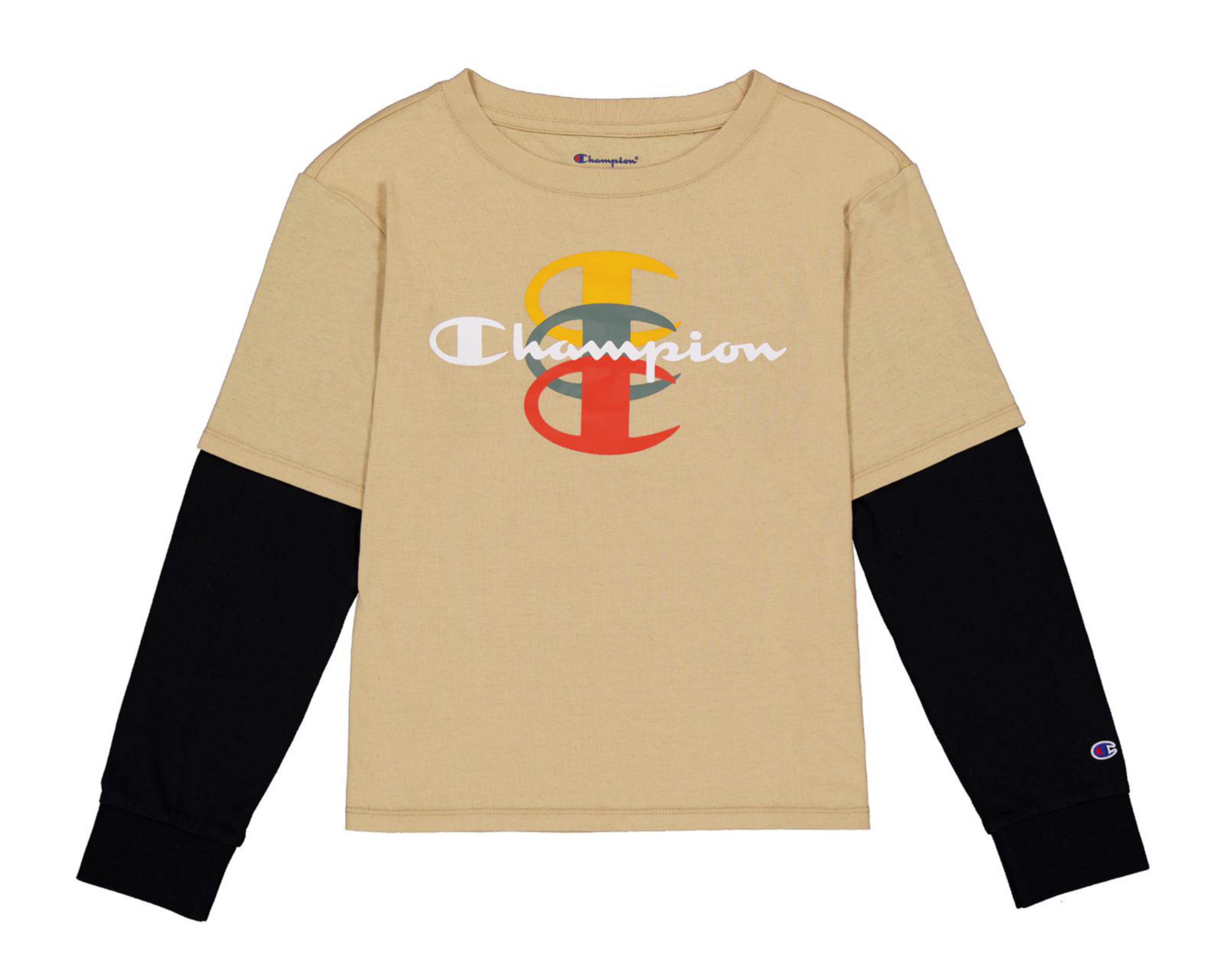 Foto 2 pulgar | Playera de Cuello Redondo Café Champion para Niño
