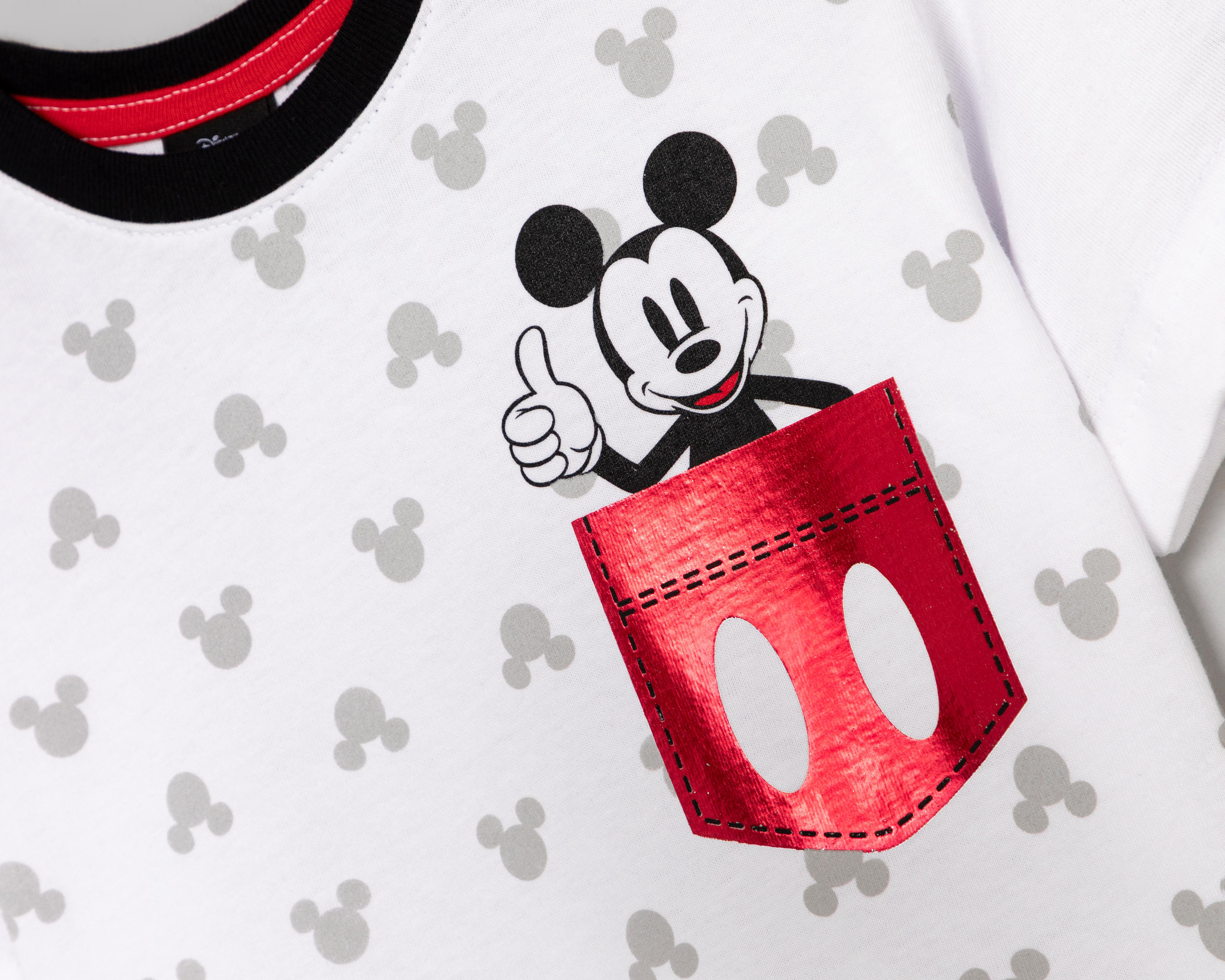 Foto 4 pulgar | Playera Cuello Redondo Blanca Disney Mickey Mouse para Niño