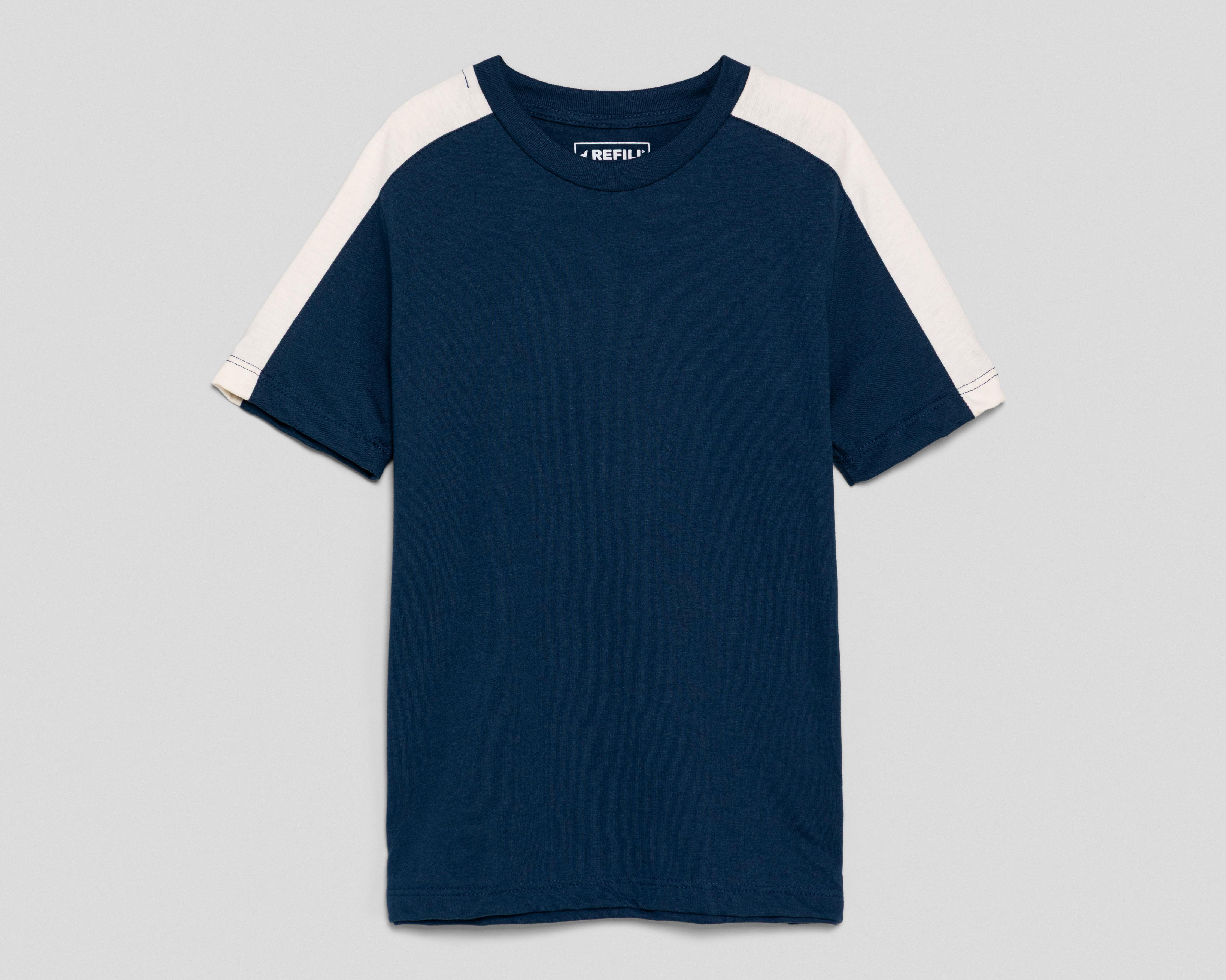 Foto 2 pulgar | Playera Cuello Redondo Azul Marino Refill para Niño