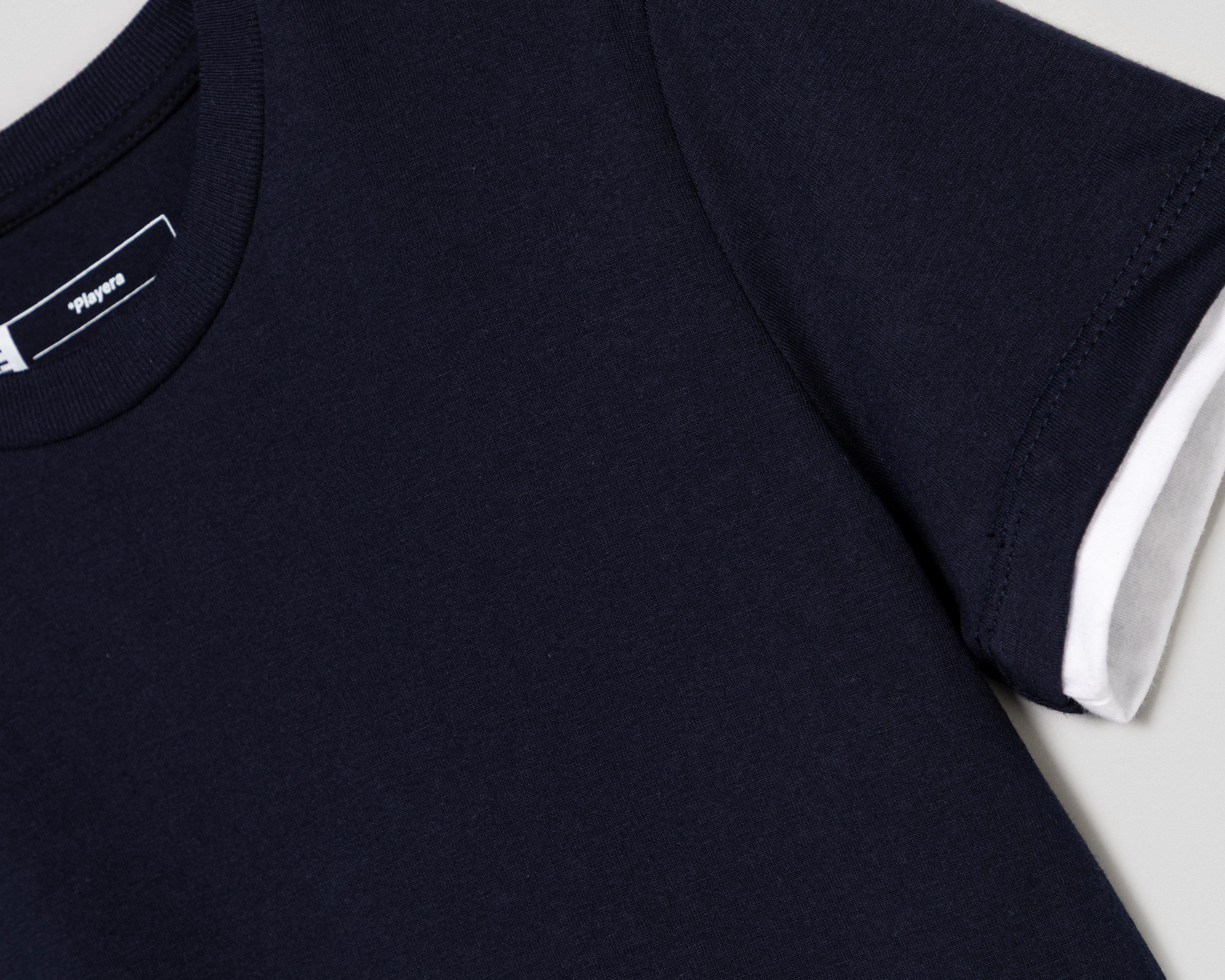 Foto 4 pulgar | Playera Cuello Redondo Azul Marino Neo*City para Niño