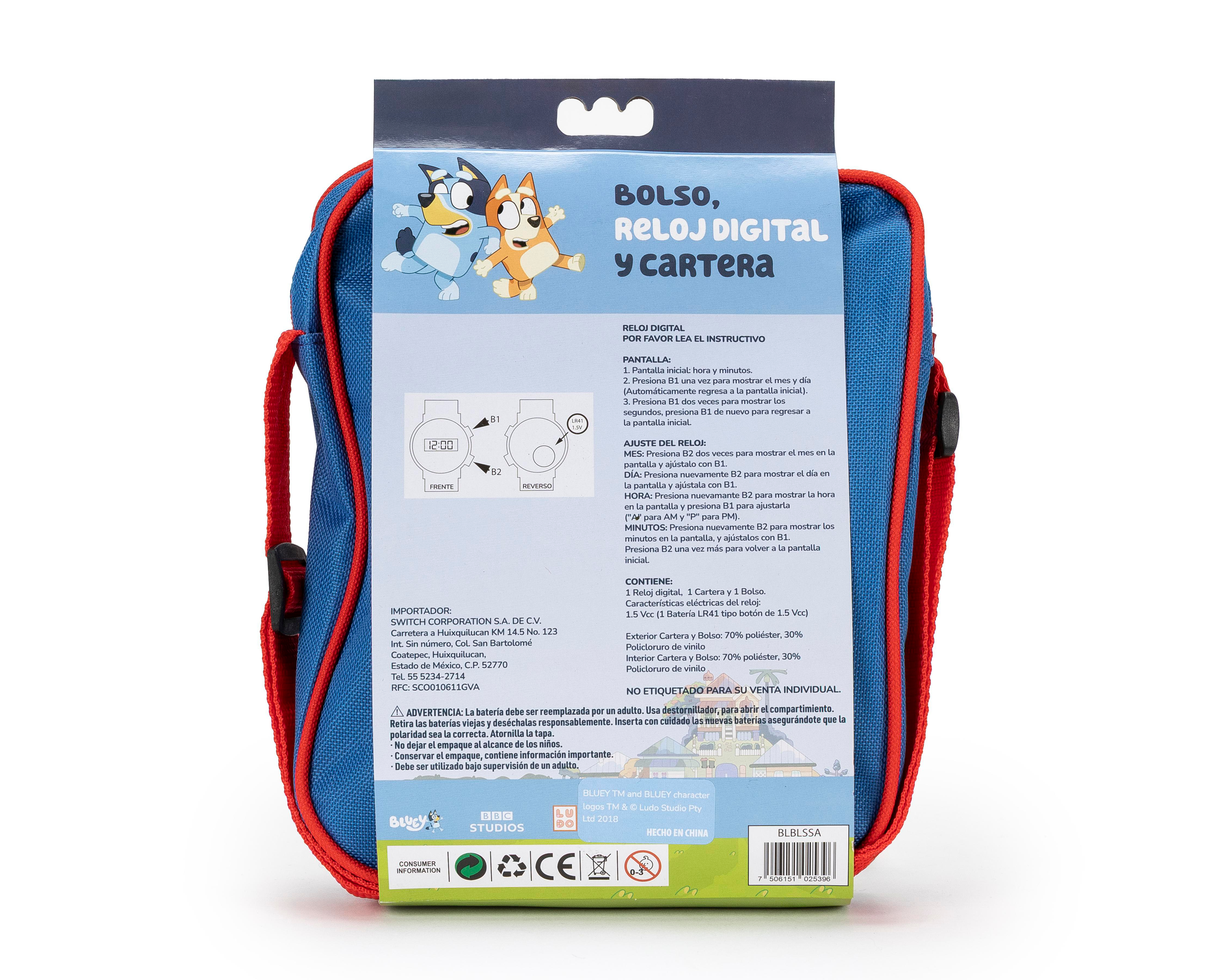 Foto 5 pulgar | Bolsa Bluey con Reloj y Cartera