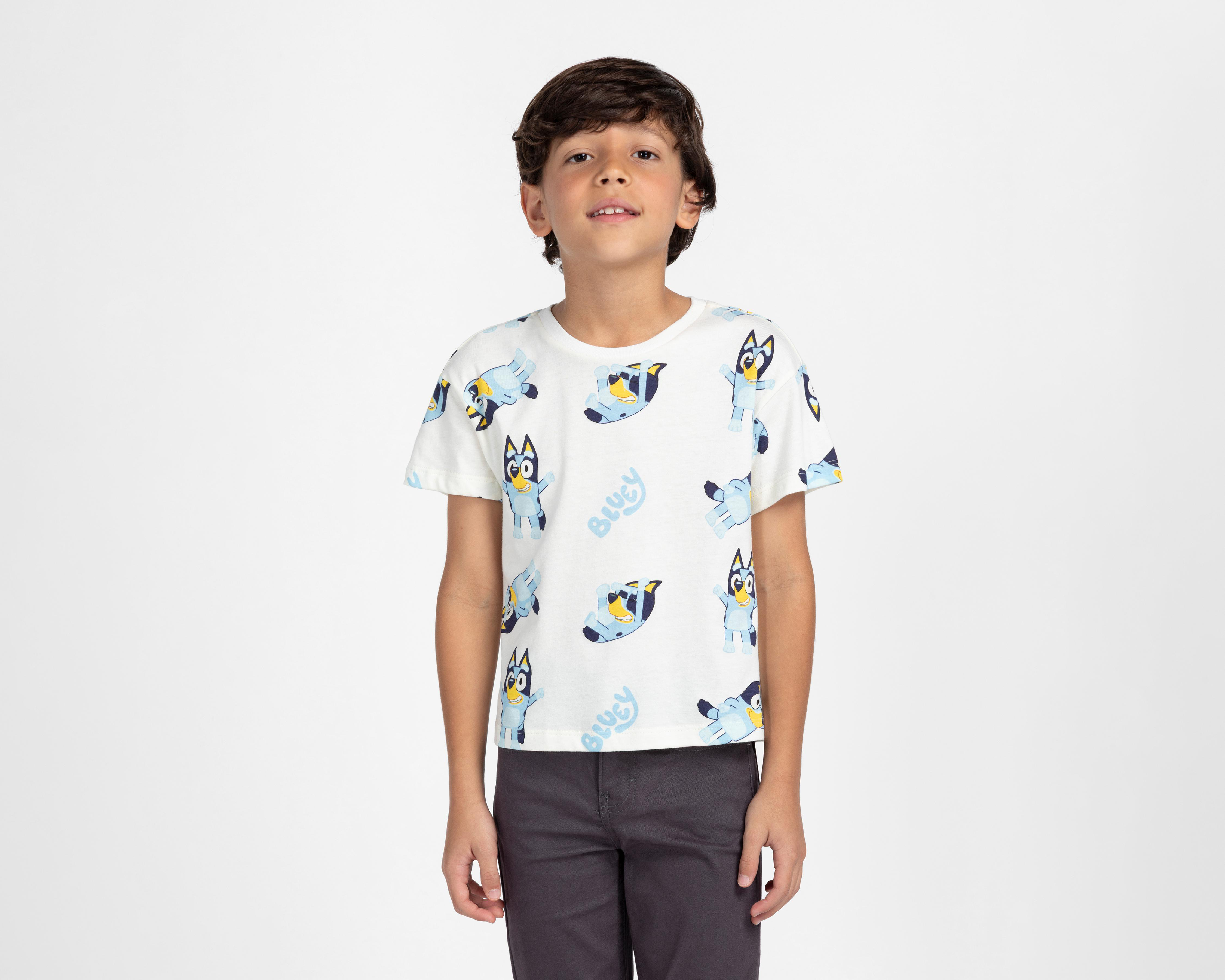 Playera de Cuello Redondo Beige Bluey para Niño