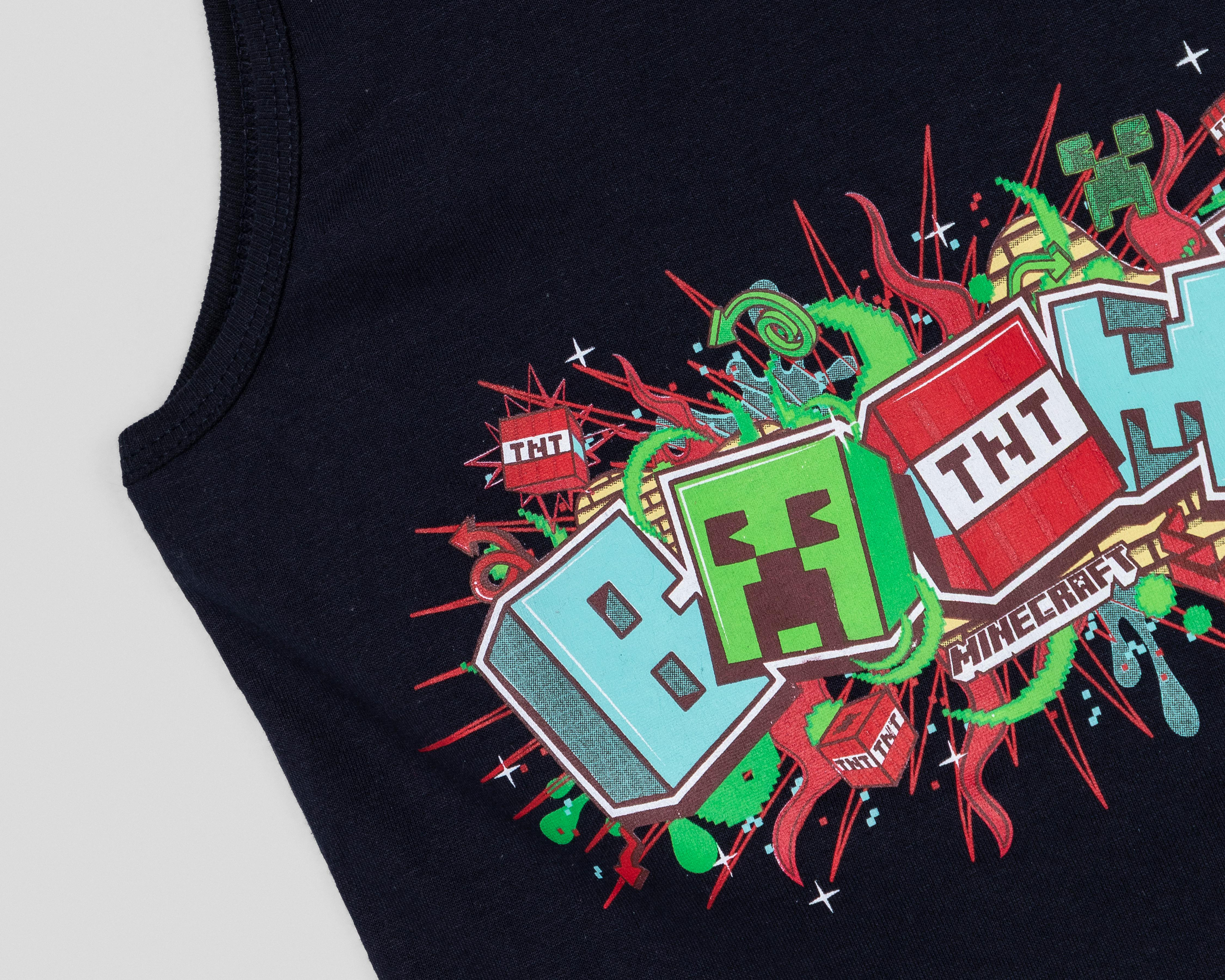 Foto 4 pulgar | Camiseta Minecraft para Niño 2 Piezas