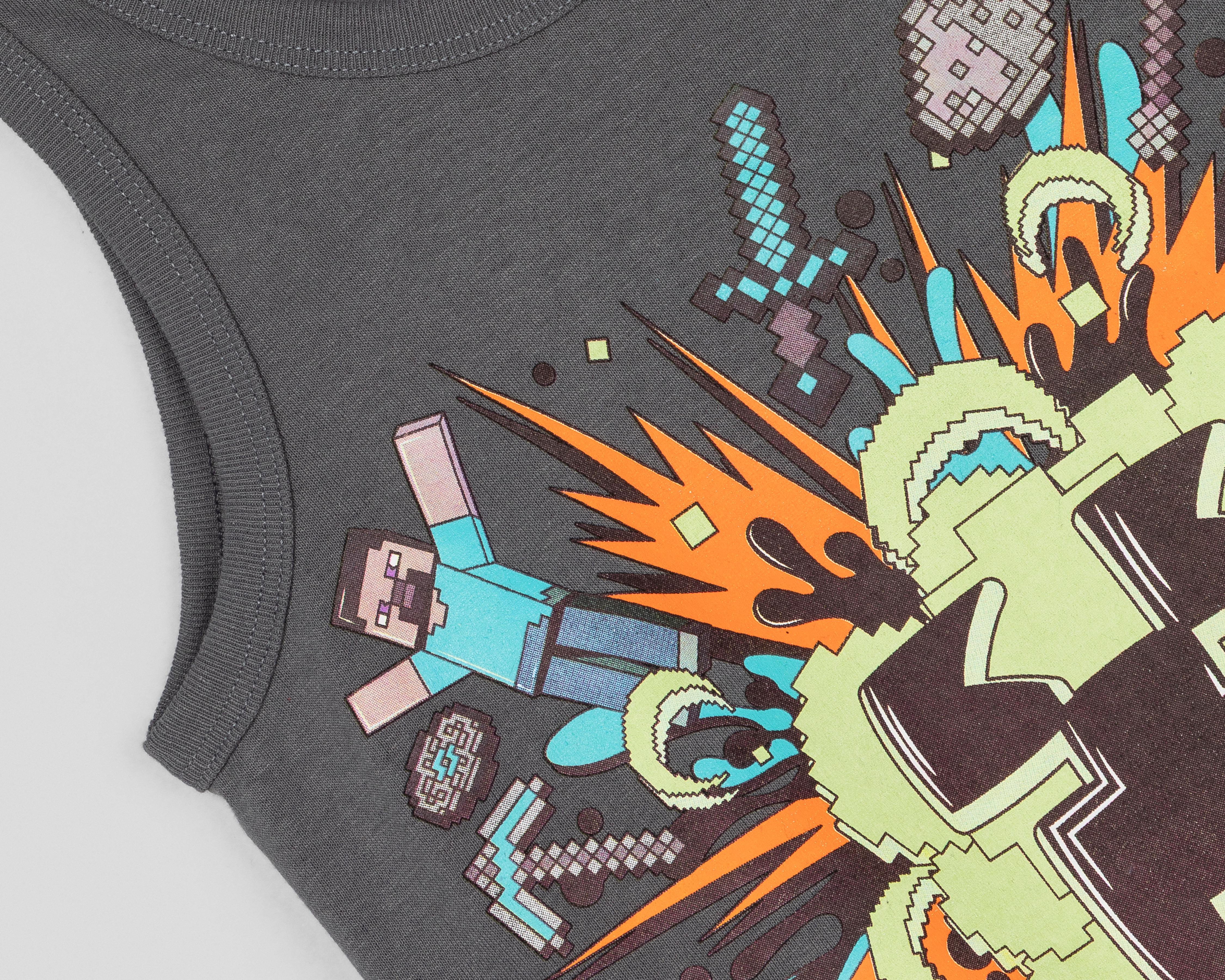 Foto 5 pulgar | Camiseta Minecraft para Niño 2 Piezas