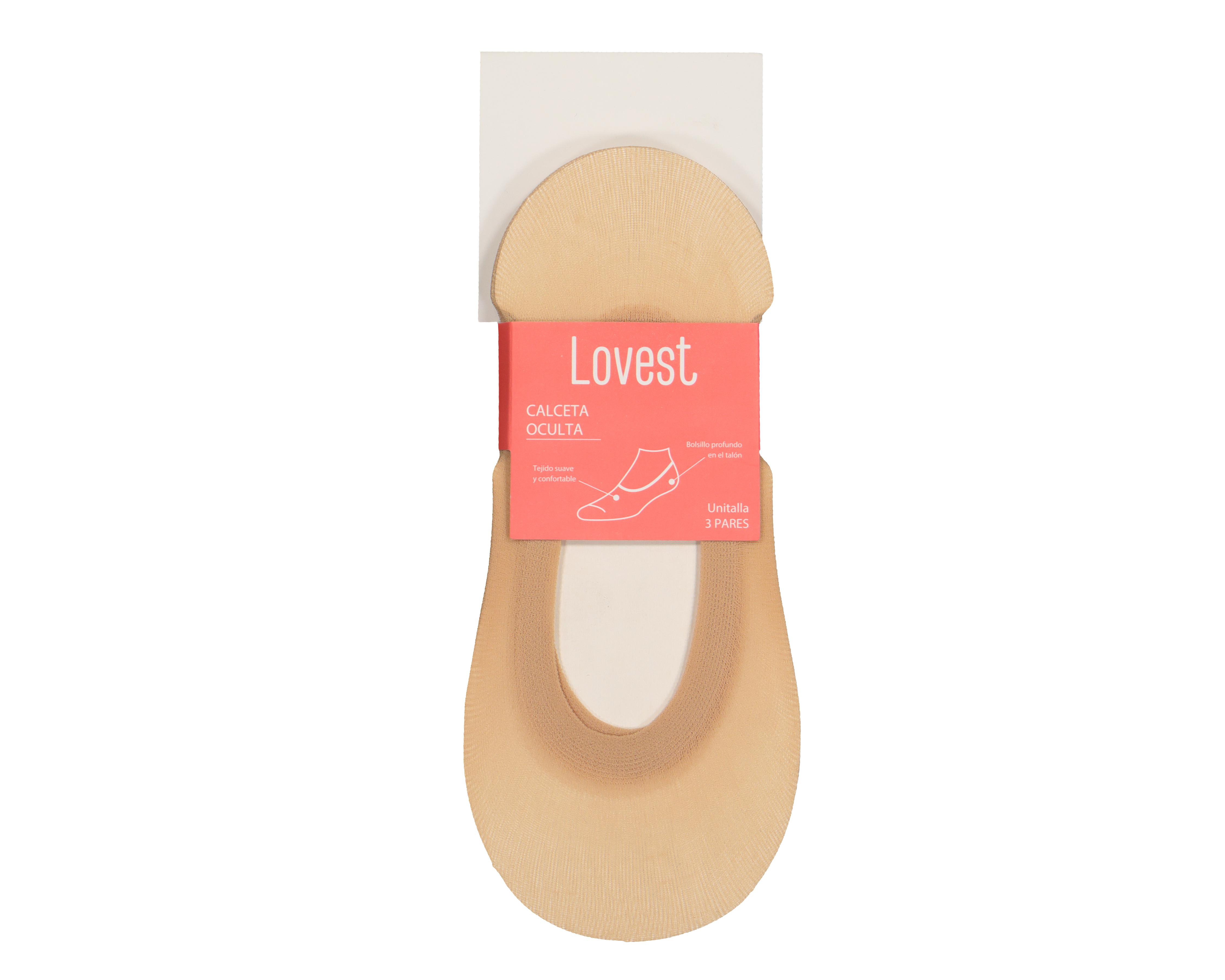 Foto 4 pulgar | Calcetas Invisibles Lovest Nude para Mujer 3 Pares