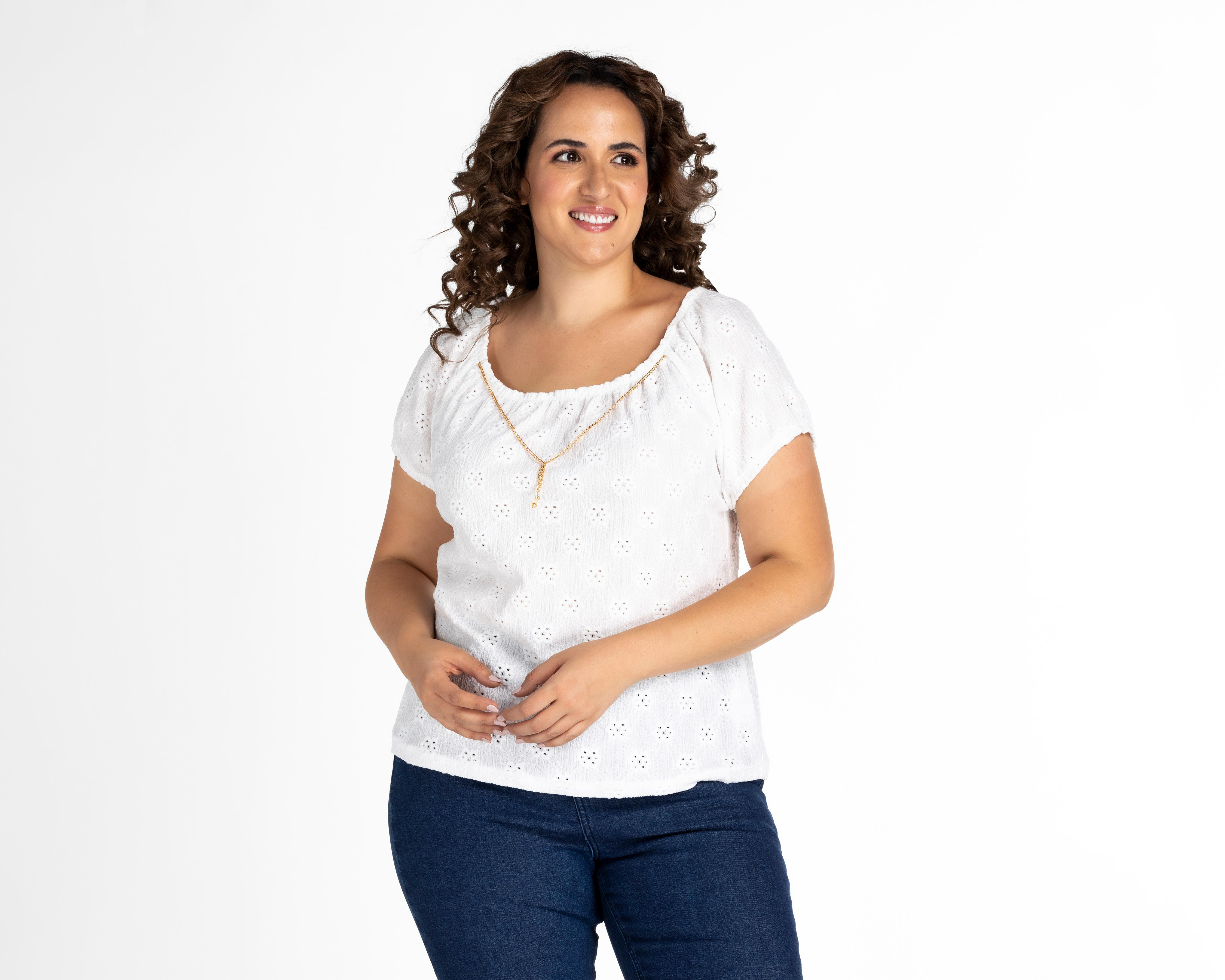 Foto 2 pulgar | Blusa Lady Sun Blanca con Collar