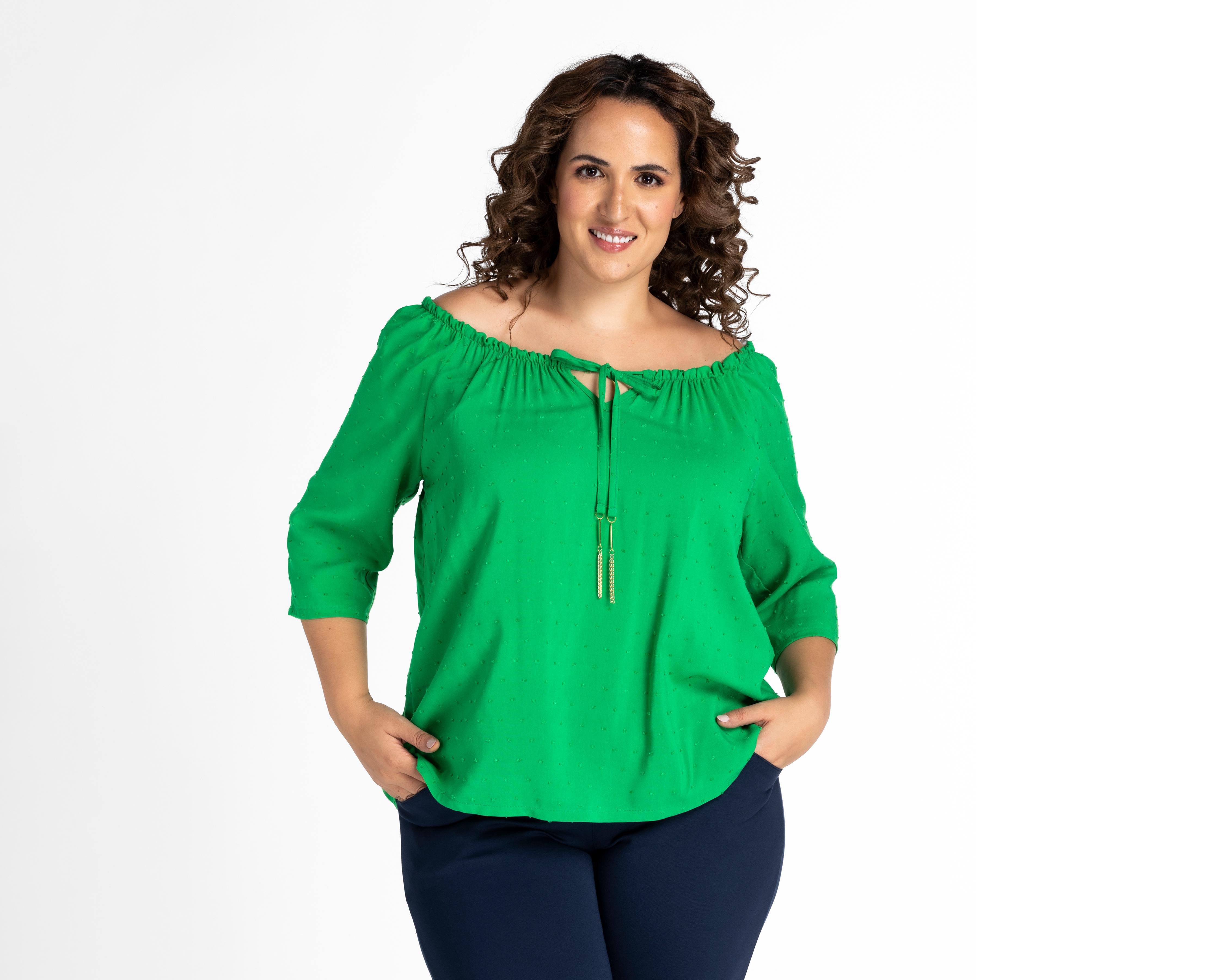 Foto 2 pulgar | Blusa Lady Sun Verde Manga 3/4